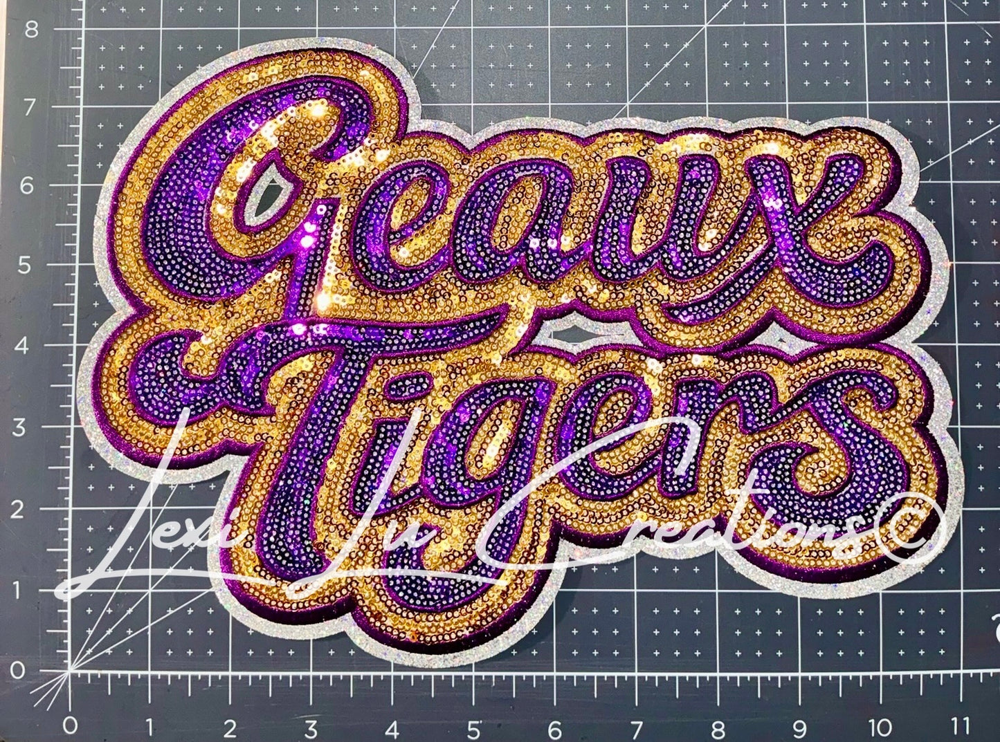 Geaux Tigers Purple & Gold Sequin Patch | Louisiana Game Day Iron-On Patch