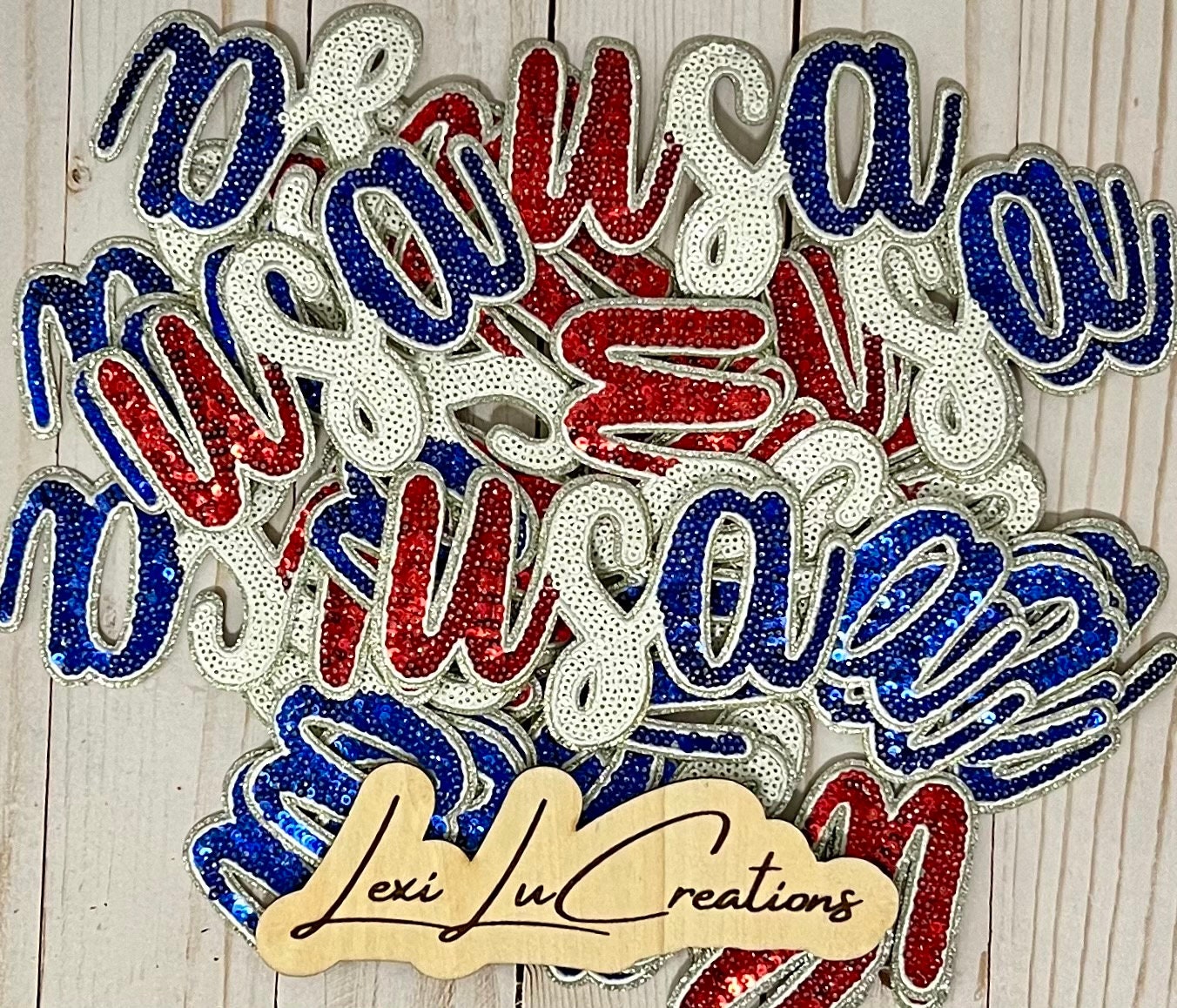 USA Red White and Blue Sequin Iron On Patch | Memorial Day | 4th of July | Fourth of July | America Hat Patch