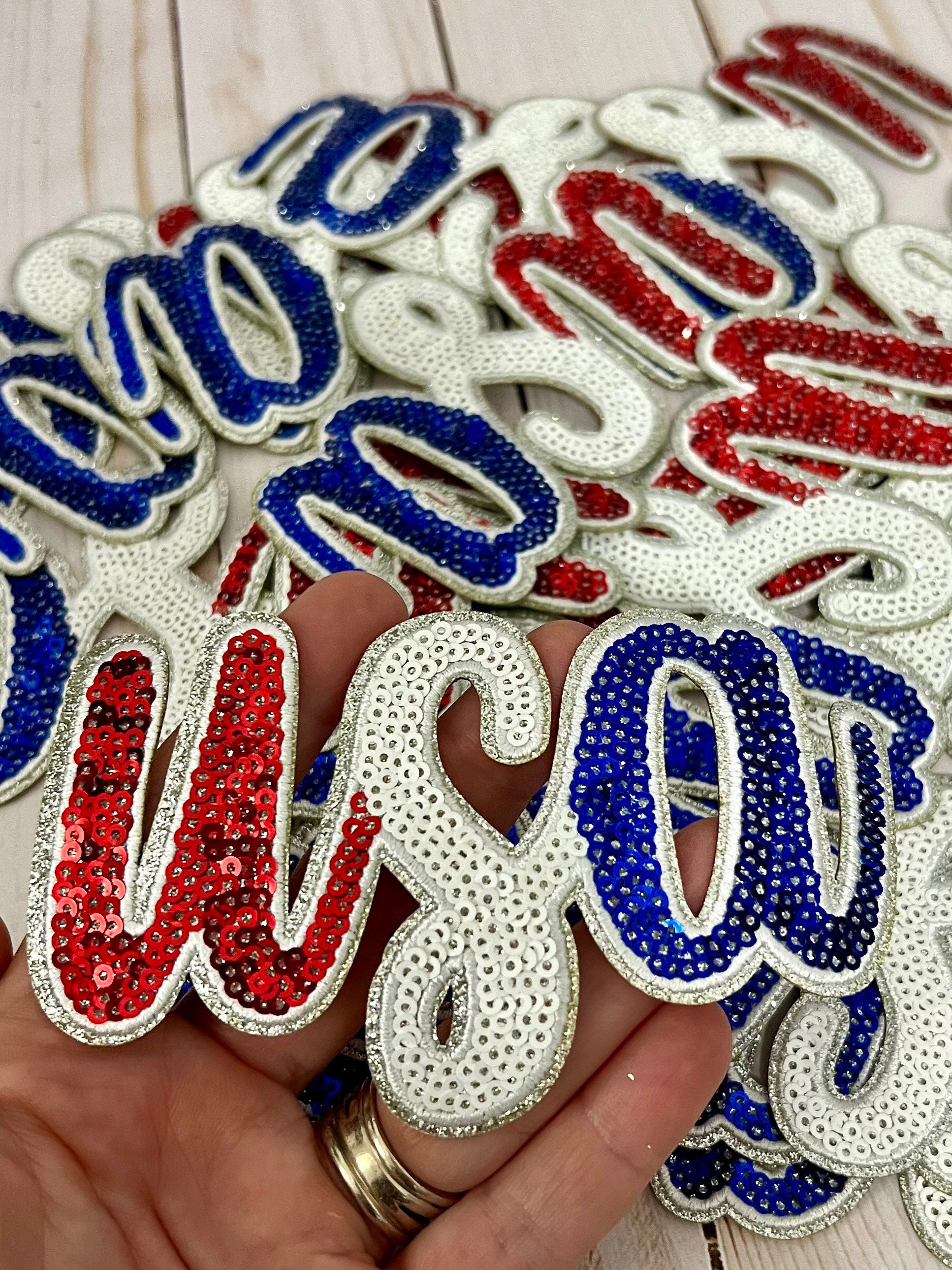 USA Red White and Blue Sequin Iron On Patch | Memorial Day | 4th of July | Fourth of July | America Hat Patch