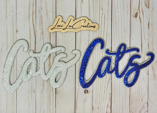 CATS Iron On Patch | White or Blue Sequin Patch | Wildcats | Kentucky Patch