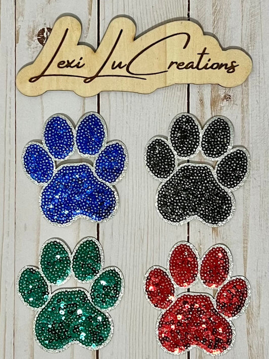 Paw Print Sequin Iron On Patch | Sequin Hat Patch