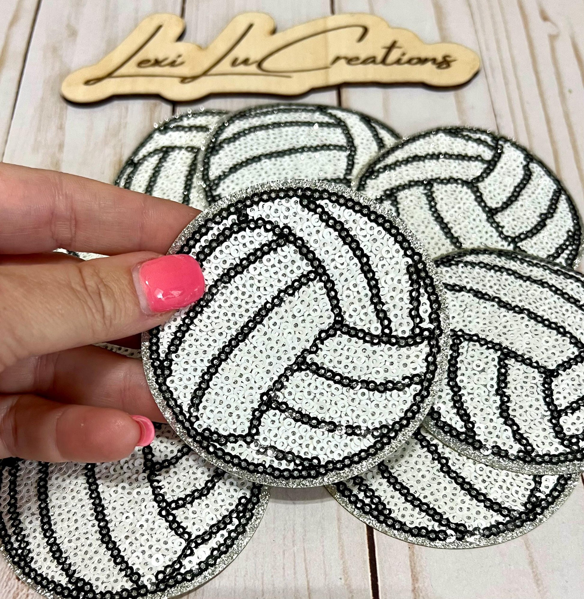 Volleyball Sequin Iron On Patch | Game Day Hat Patch | Sequin Patch