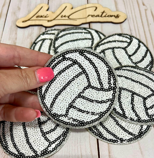 Volleyball Sequin Iron On Patch | Game Day Hat Patch | Sequin Patch