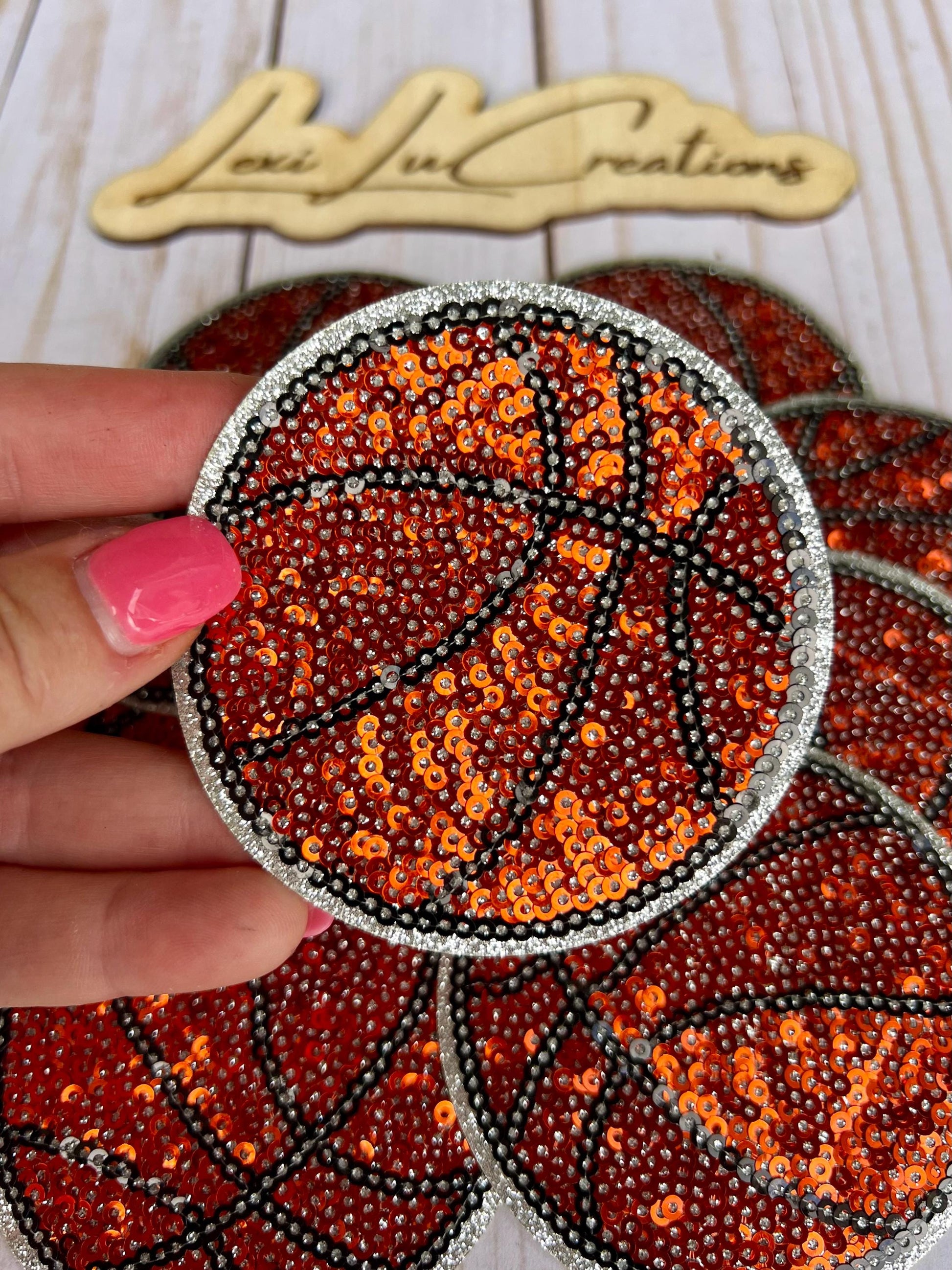 Basketball Sequin Iron On Patch | Sequin Hat Patch | Game Day Patch