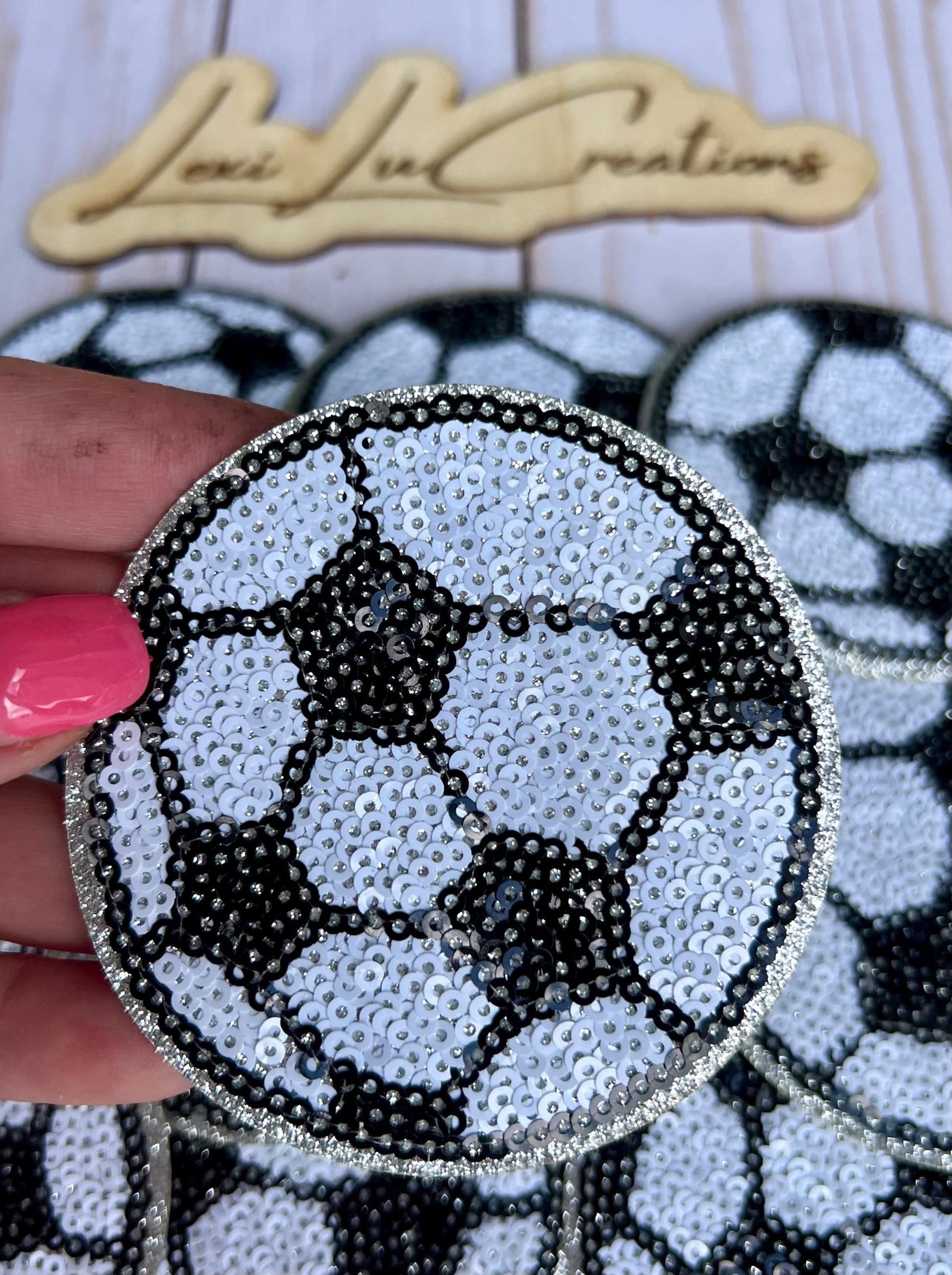 Soccer Ball Sequin Iron On Patch | Game Day Hat Patch | Sequin Patch