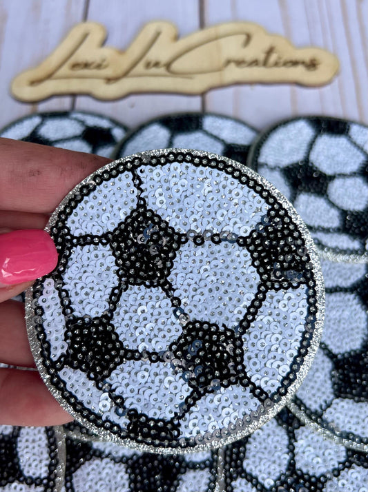 Soccer Ball Sequin Iron On Patch | Game Day Hat Patch | Sequin Patch
