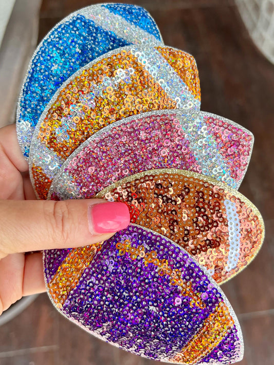 Football Sequin Iron On Patch | Game Day Hat Applique