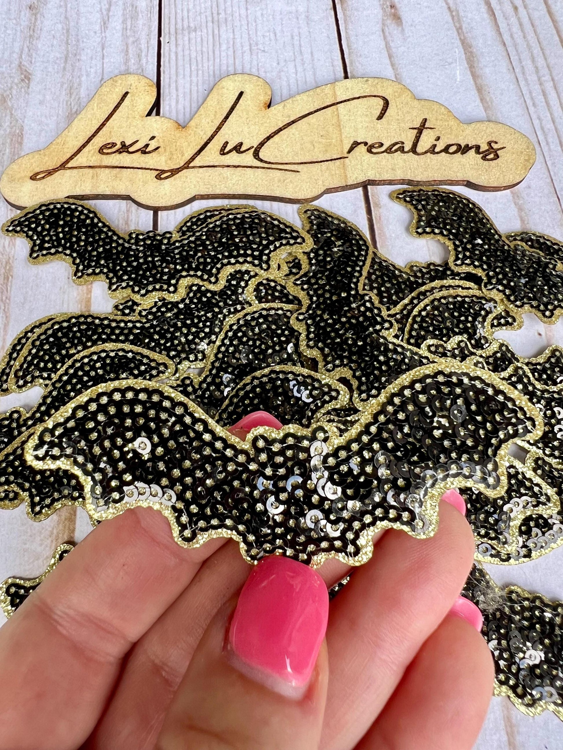 Halloween Bat Sequin Iron On Patch | Hat Patch | Sequin Patch | Trick or Treat | Fall