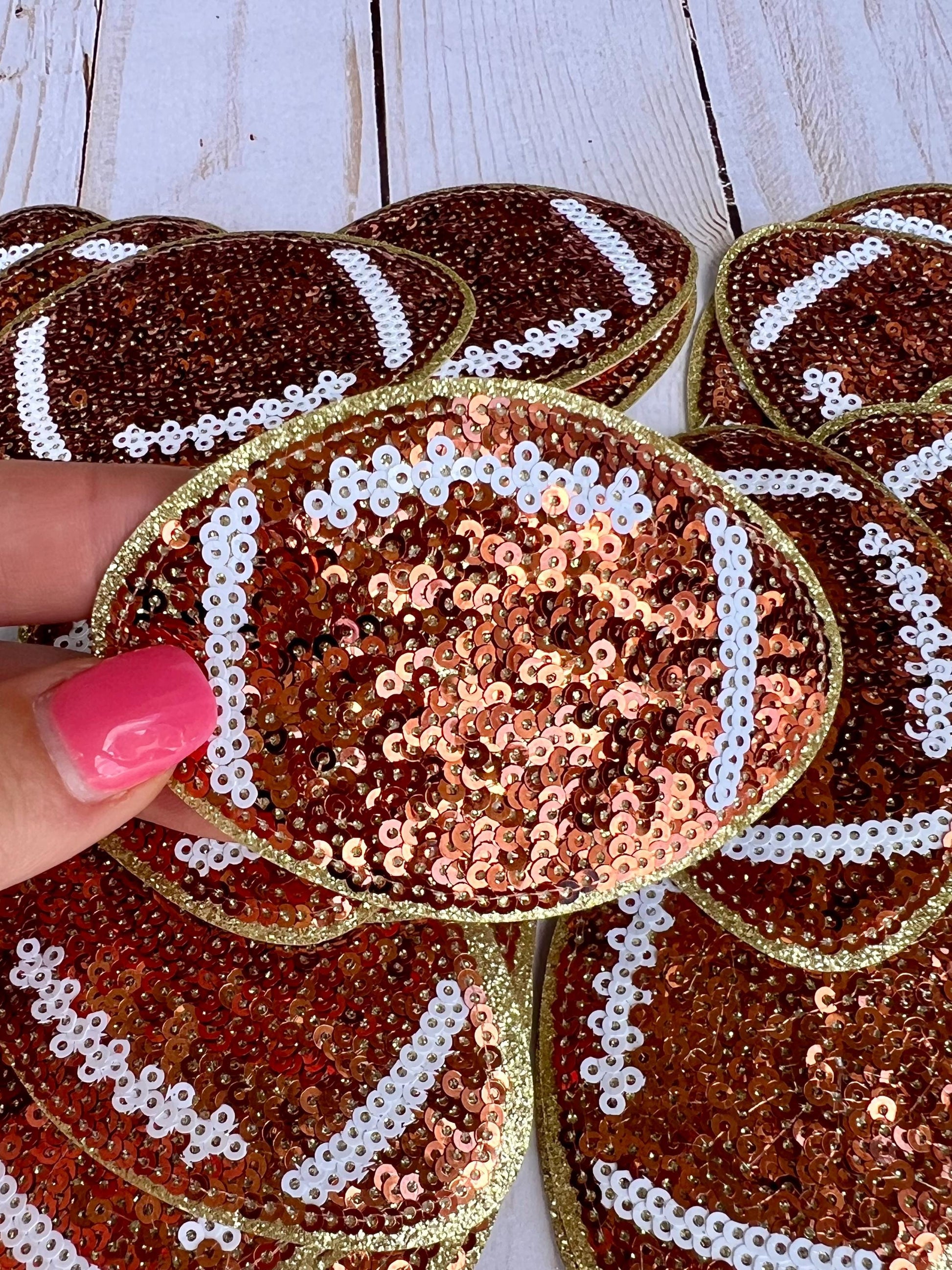 Football Sequin Iron On Patches | Game Day Hat Patch | Sequin Patch