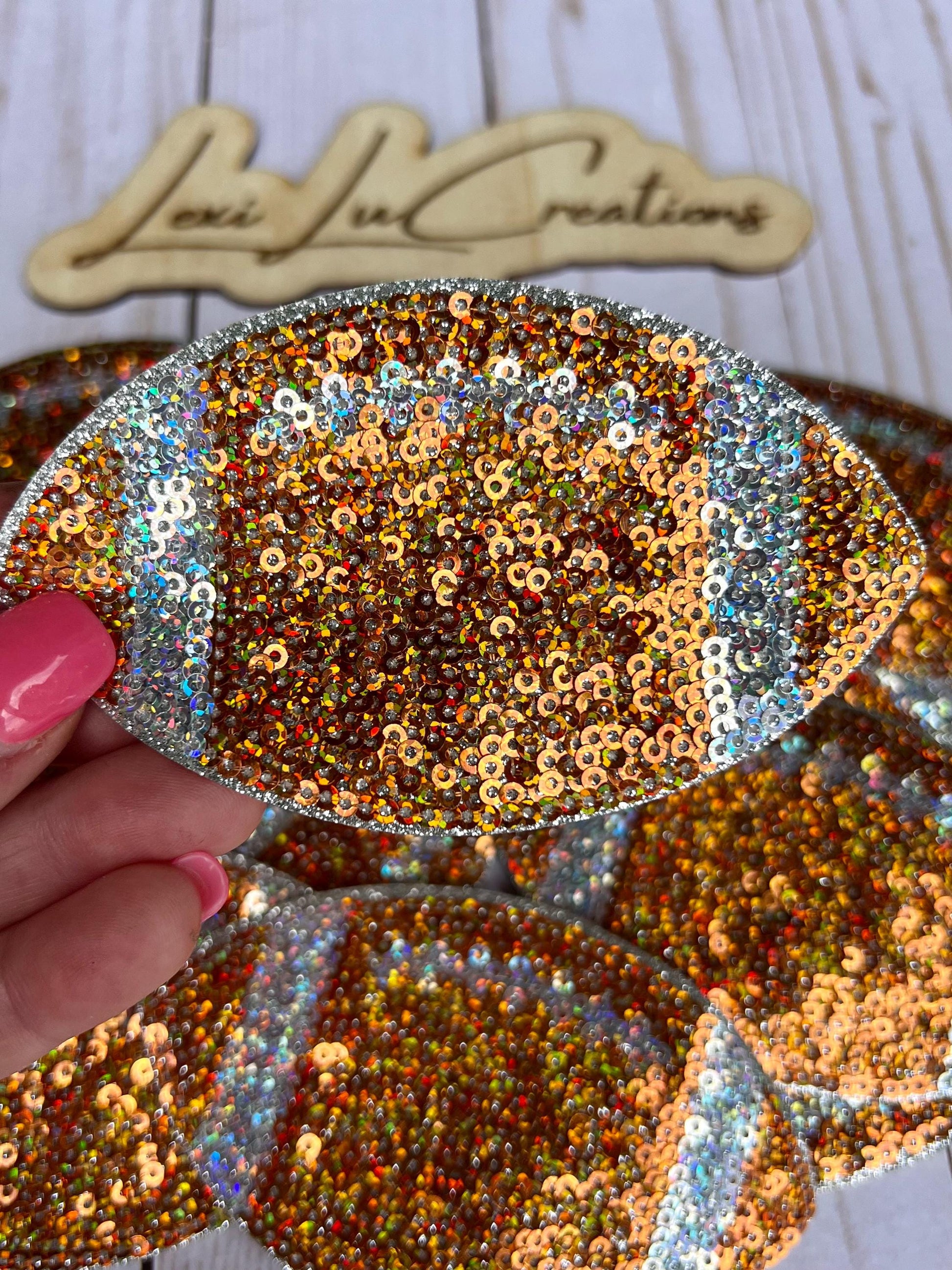 Football Sequin Iron On Patches | Game Day Hat Patch | Sequin Patch