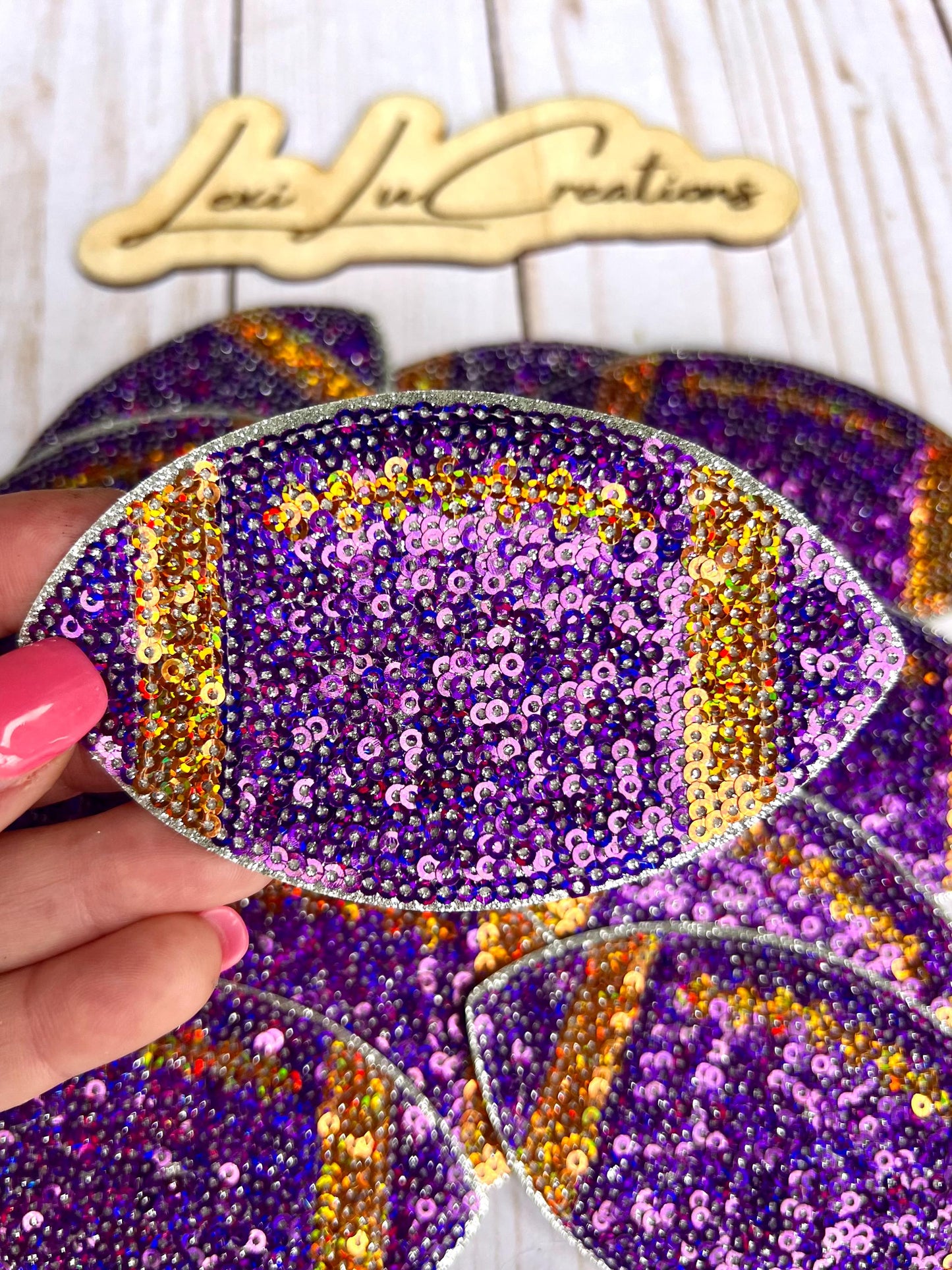 Football Sequin Iron On Patches | Game Day Hat Patch | Sequin Patch