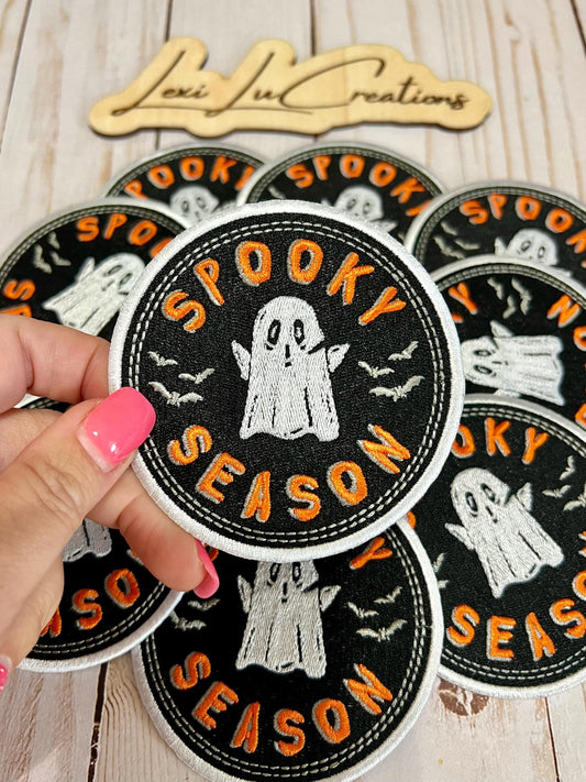 Spooky Season Ghost Embroidered Iron On Patch | Halloween