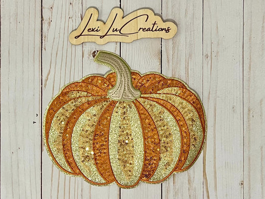 Sequin Pumpkin Iron On Patch | Fall Halloween Applique