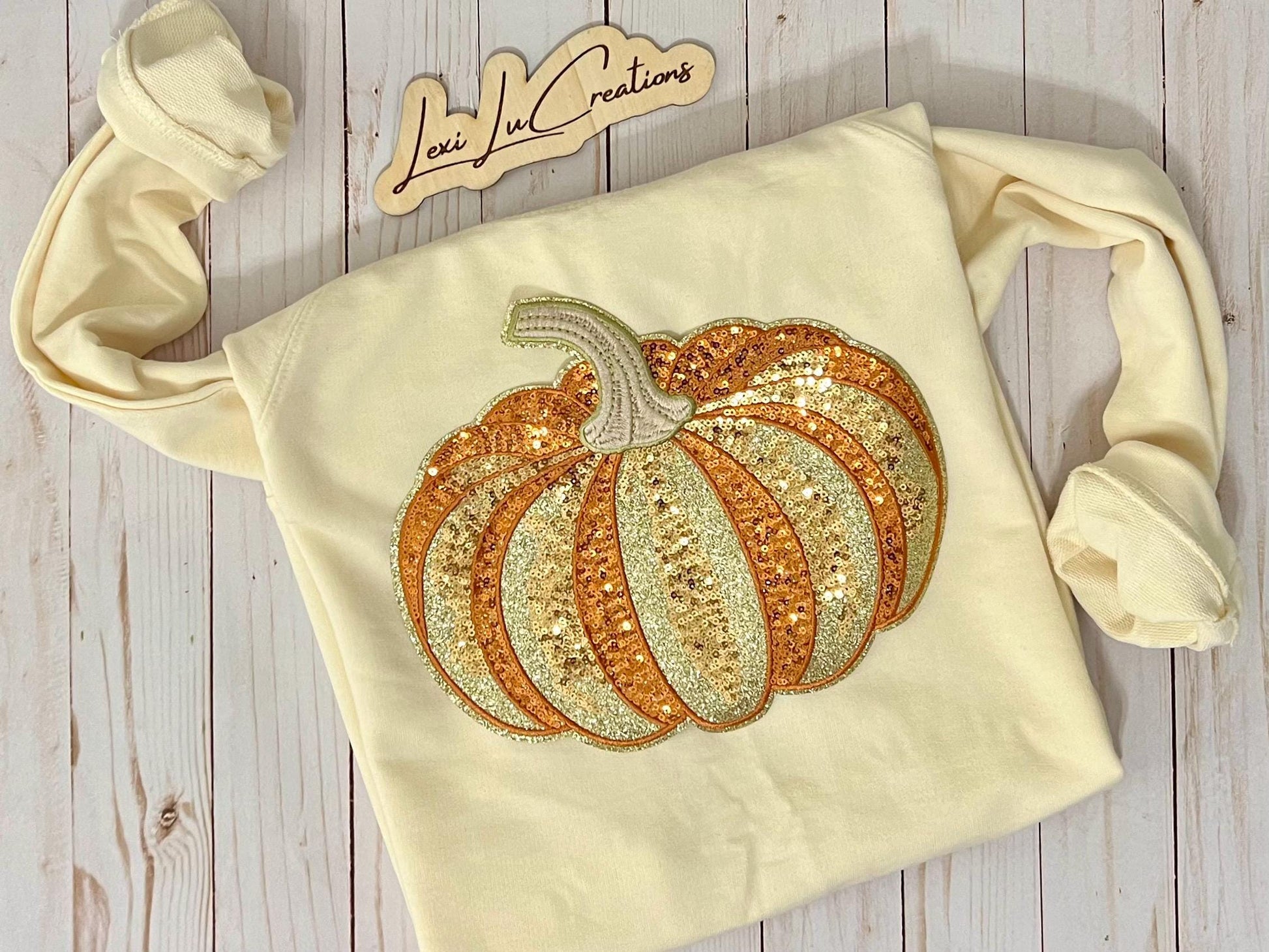 Pumpkin Sequin Iron On Patch | Fall Patch | Halloween Patch | Sequin Patch