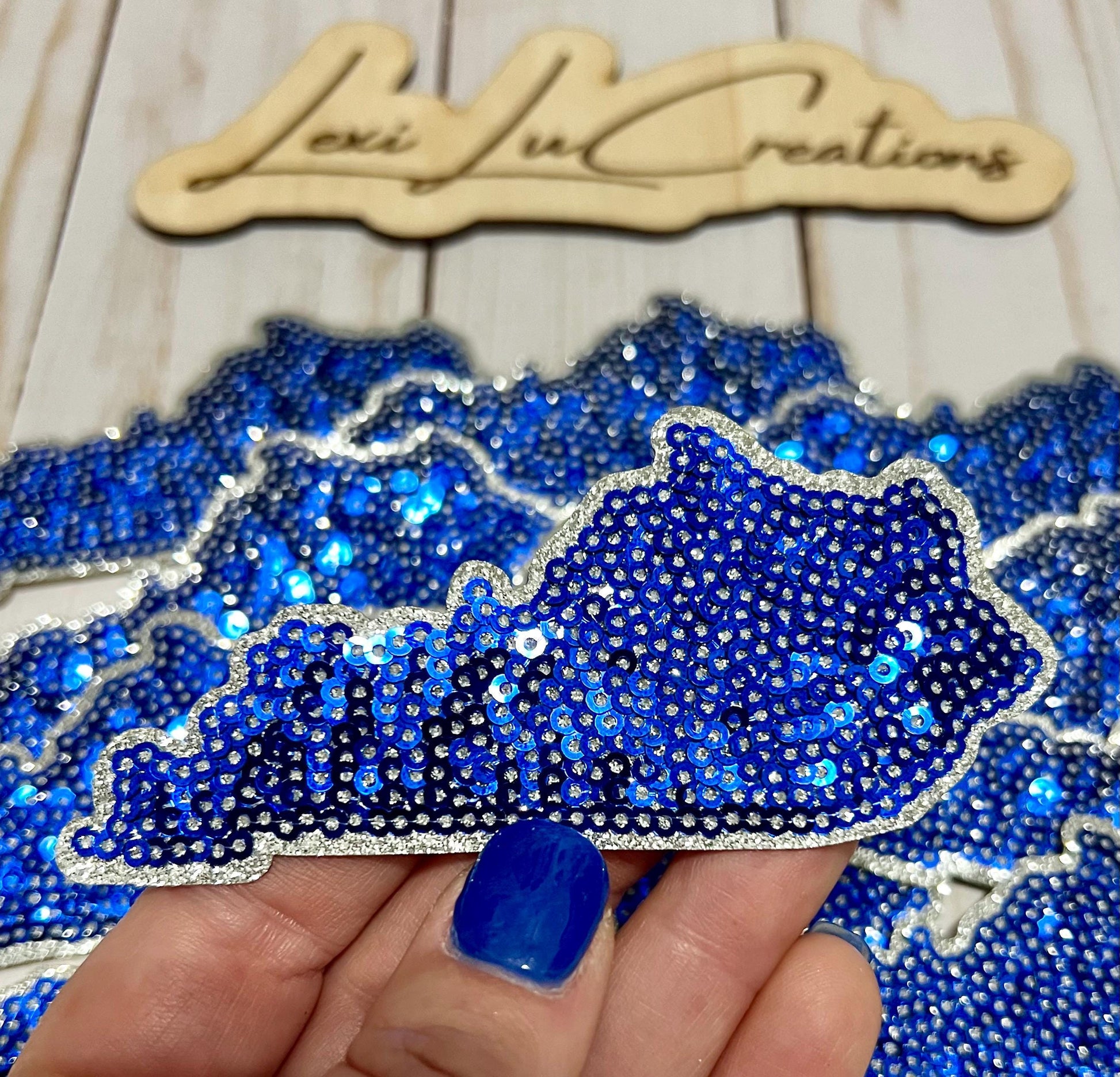 Kentucky State Sequin Iron On Patch | Blue and White Sequin Patch | Wildcats | Kentucky Patch