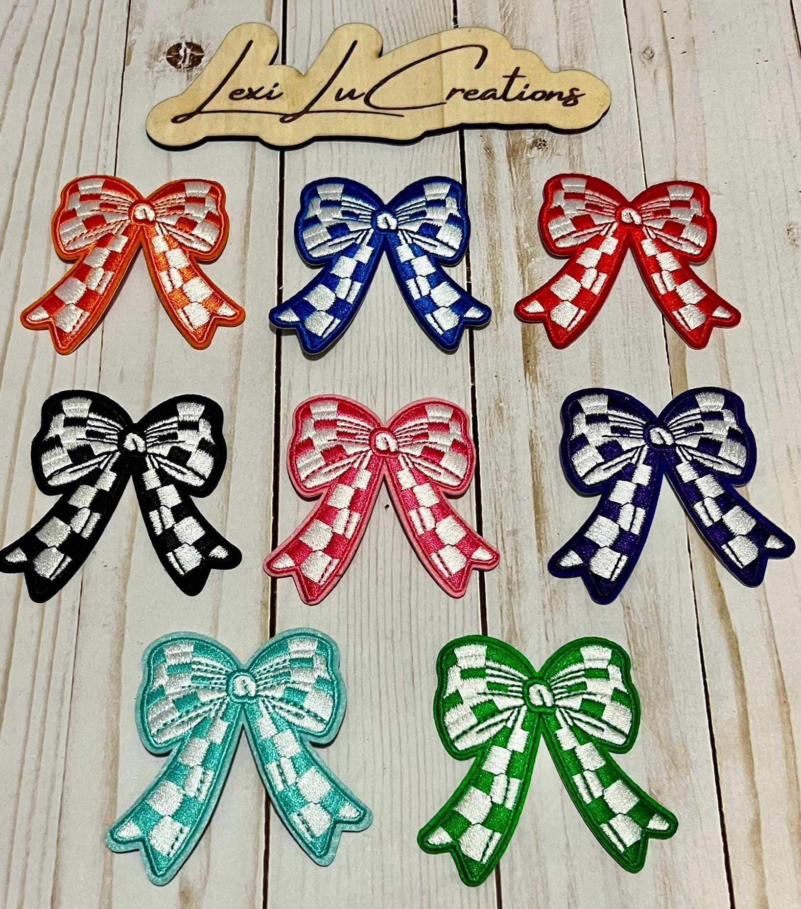 Checkered Bow Embroidered Iron On Patch| Hat Patches | Coquette