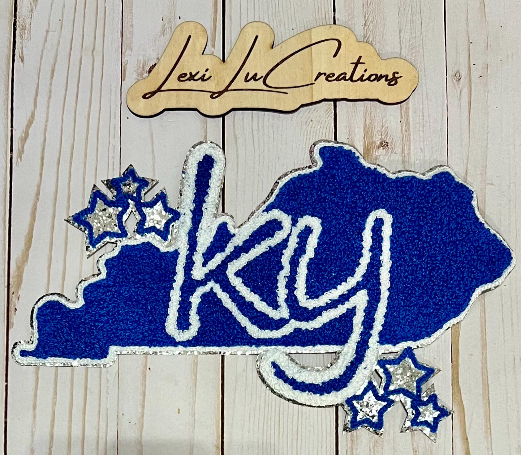 Kentucky Iron On Patch | Blue and White Chenille Patch | Preppy Wildcats | Kentucky Patch