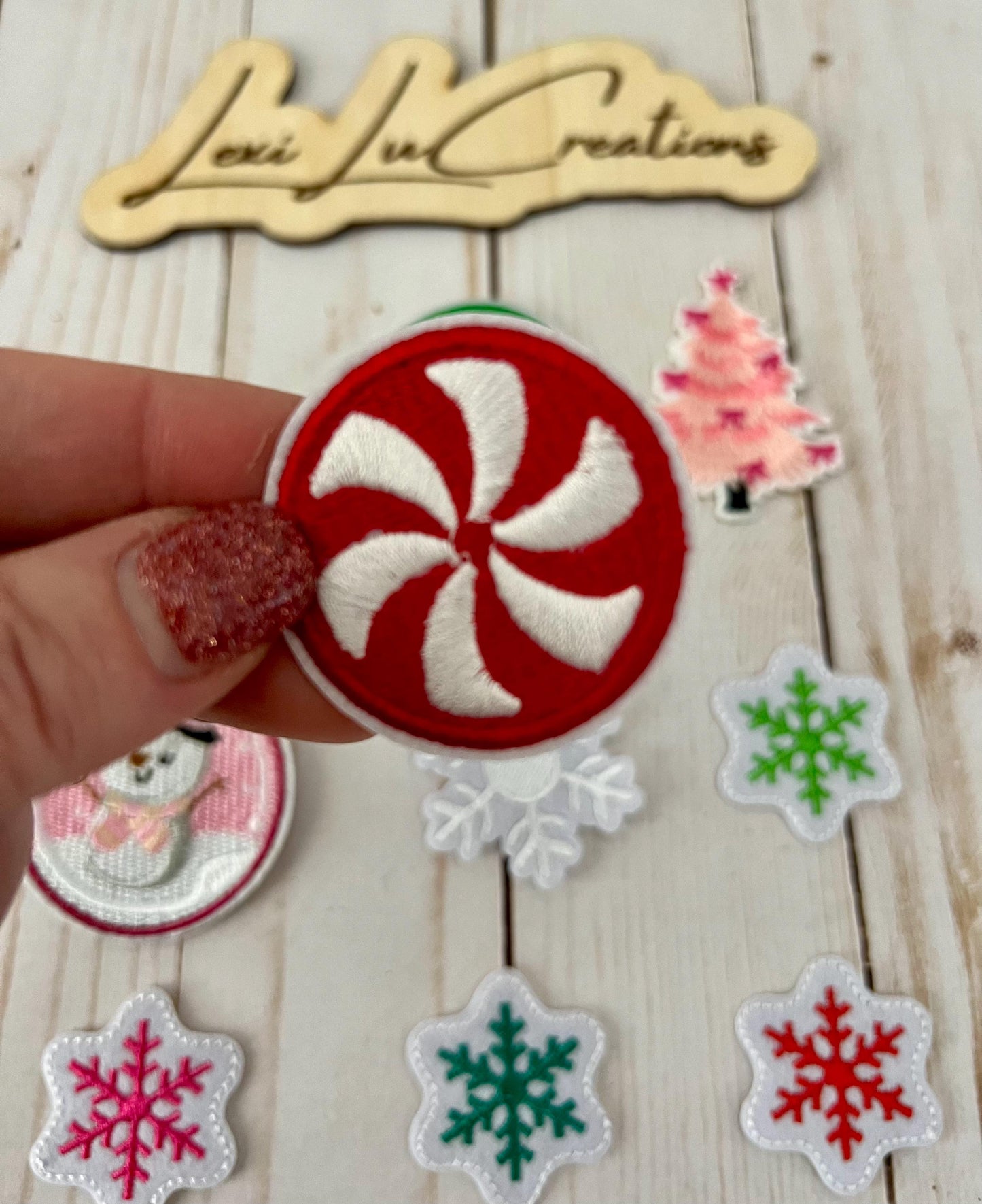 Christmas Iron On Patches | Hat Patch | Embroidered Patch | Christmas | Holiday | Candy | Ornament Snowman | Pink Tree | Snowflakes