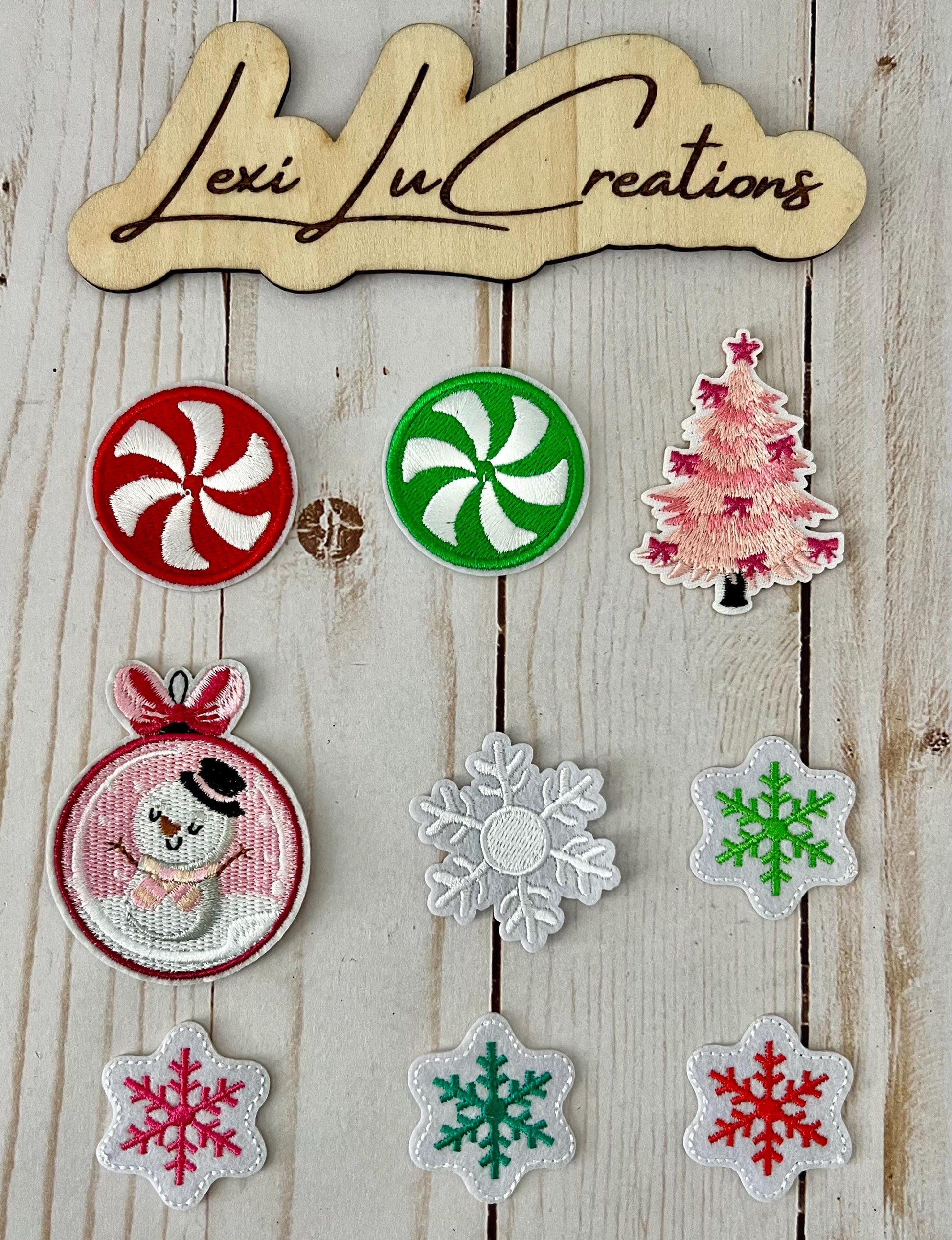 Christmas Iron On Patches | Hat Patch | Embroidered Patch | Christmas | Holiday | Candy | Ornament Snowman | Pink Tree | Snowflakes