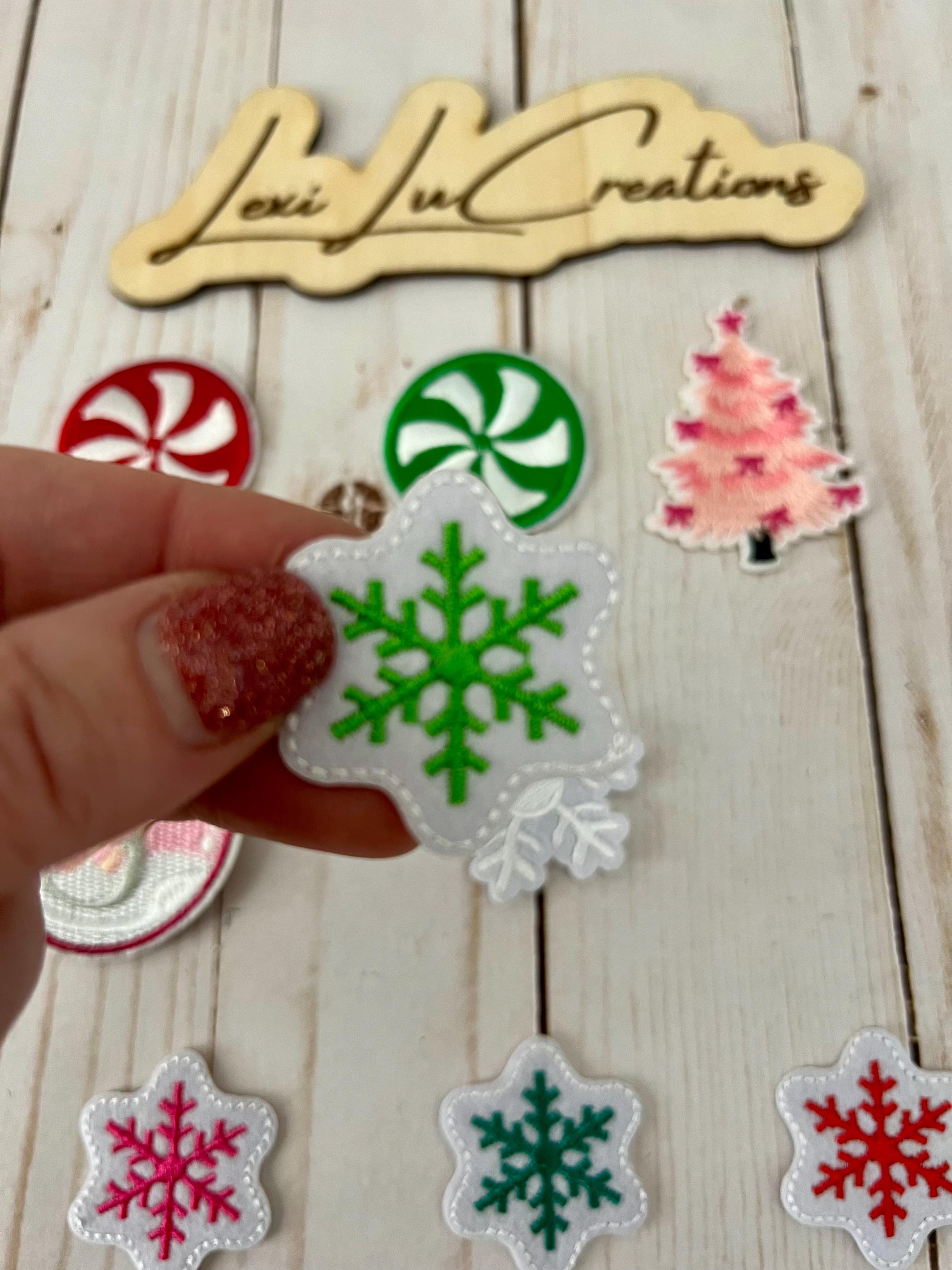 Christmas Iron On Patches | Hat Patch | Embroidered Patch | Christmas | Holiday | Candy | Ornament Snowman | Pink Tree | Snowflakes