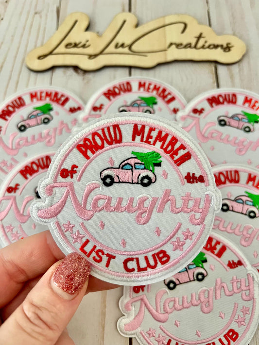 Naughty List Club Iron On Patches | Hat Patch | Embroidered Patch | Christmas | Holiday | Santa's Naughty List