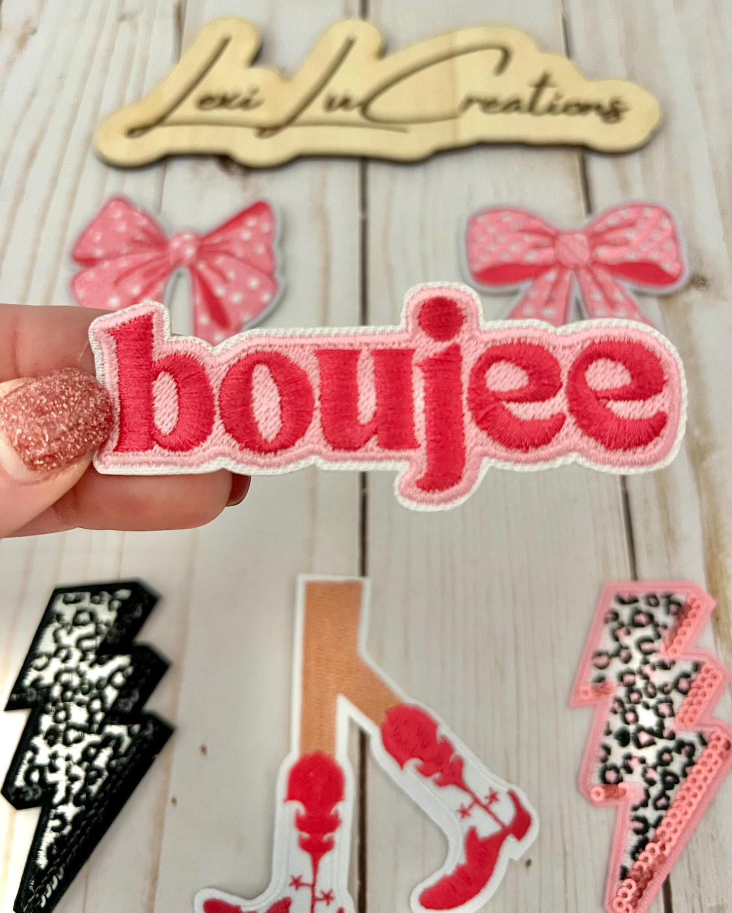 Pink Boujee Embroidered Iron On Patch | Hat Patches