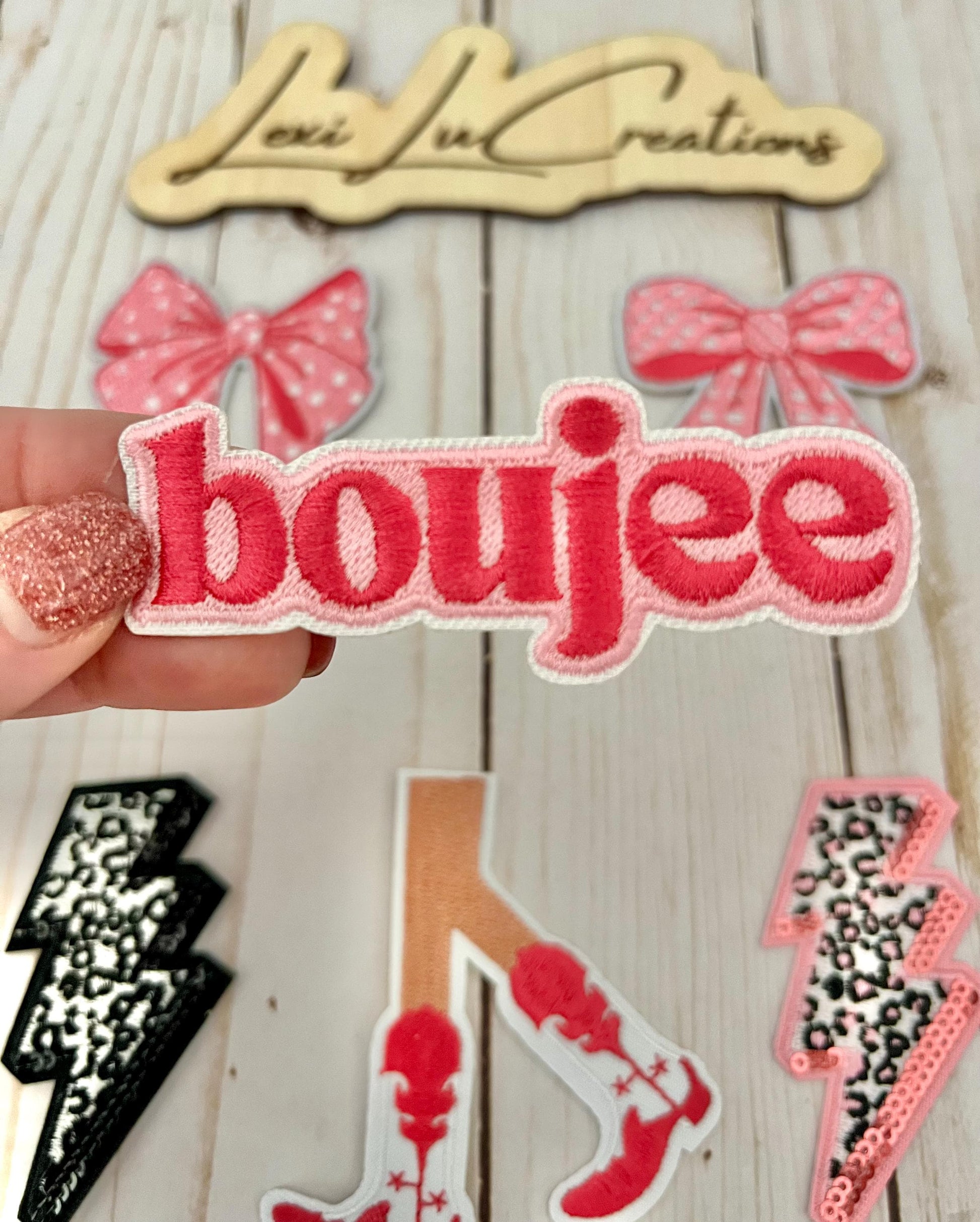 Pink Boujee Embroidered Iron On Patch | Hat Patches