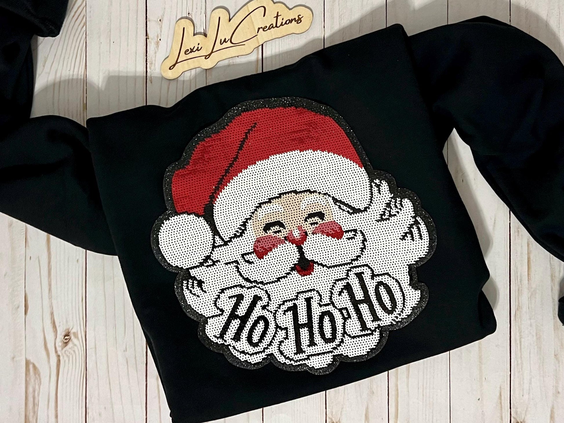 Ho Ho Ho Santa Iron On Patch | Sequin Shirt Patch | Christmas | Holiday