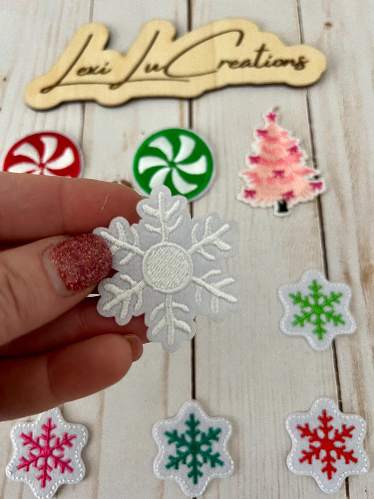 Christmas Iron On Patches | Hat Patch | Embroidered Patch | Christmas | Holiday | Candy | Ornament Snowman | Pink Tree | Snowflakes