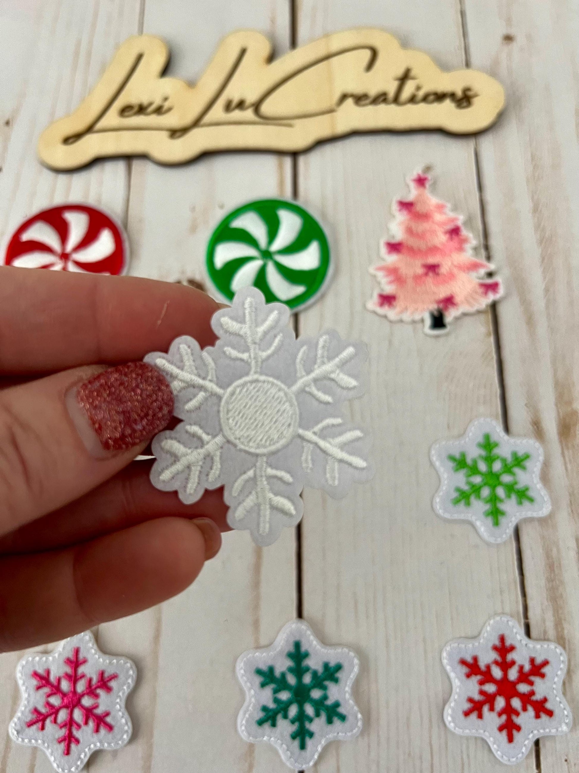 Christmas Iron On Patches | Hat Patch | Embroidered Patch | Christmas | Holiday | Candy | Ornament Snowman | Pink Tree | Snowflakes