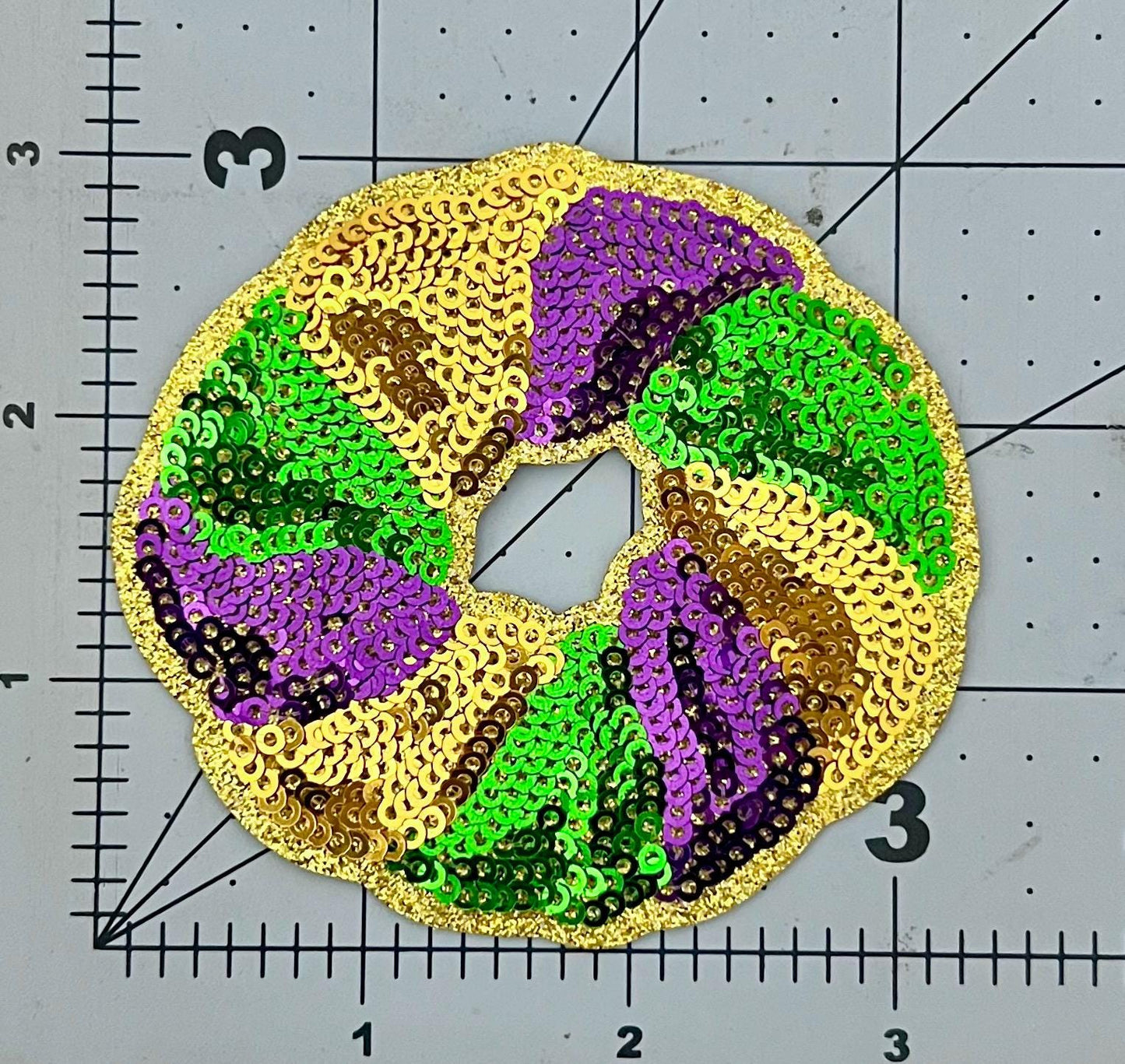 Mardi Gras King Cake Iron On Patch| Hat Patches | Louisiana | Purple, Gold, and Green