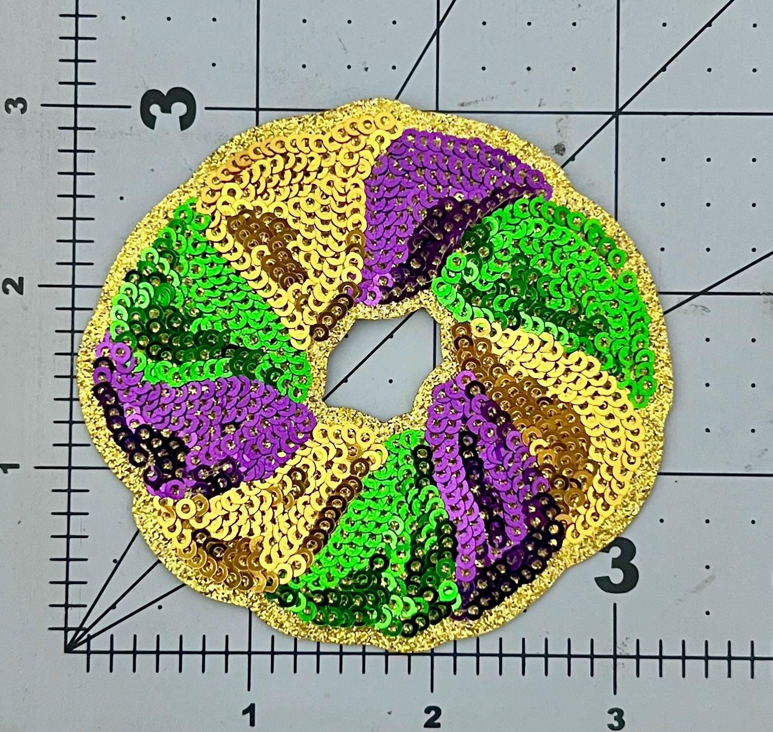 Mardi Gras King Cake Iron On Patch| Hat Patches | Louisiana | Purple, Gold, and Green