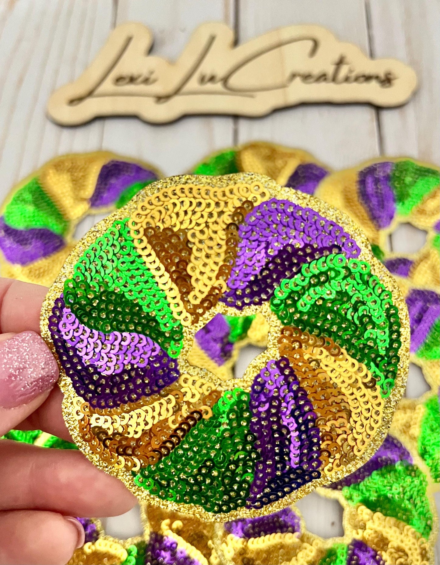 Mardi Gras King Cake Iron On Patch| Hat Patches | Louisiana | Purple, Gold, and Green