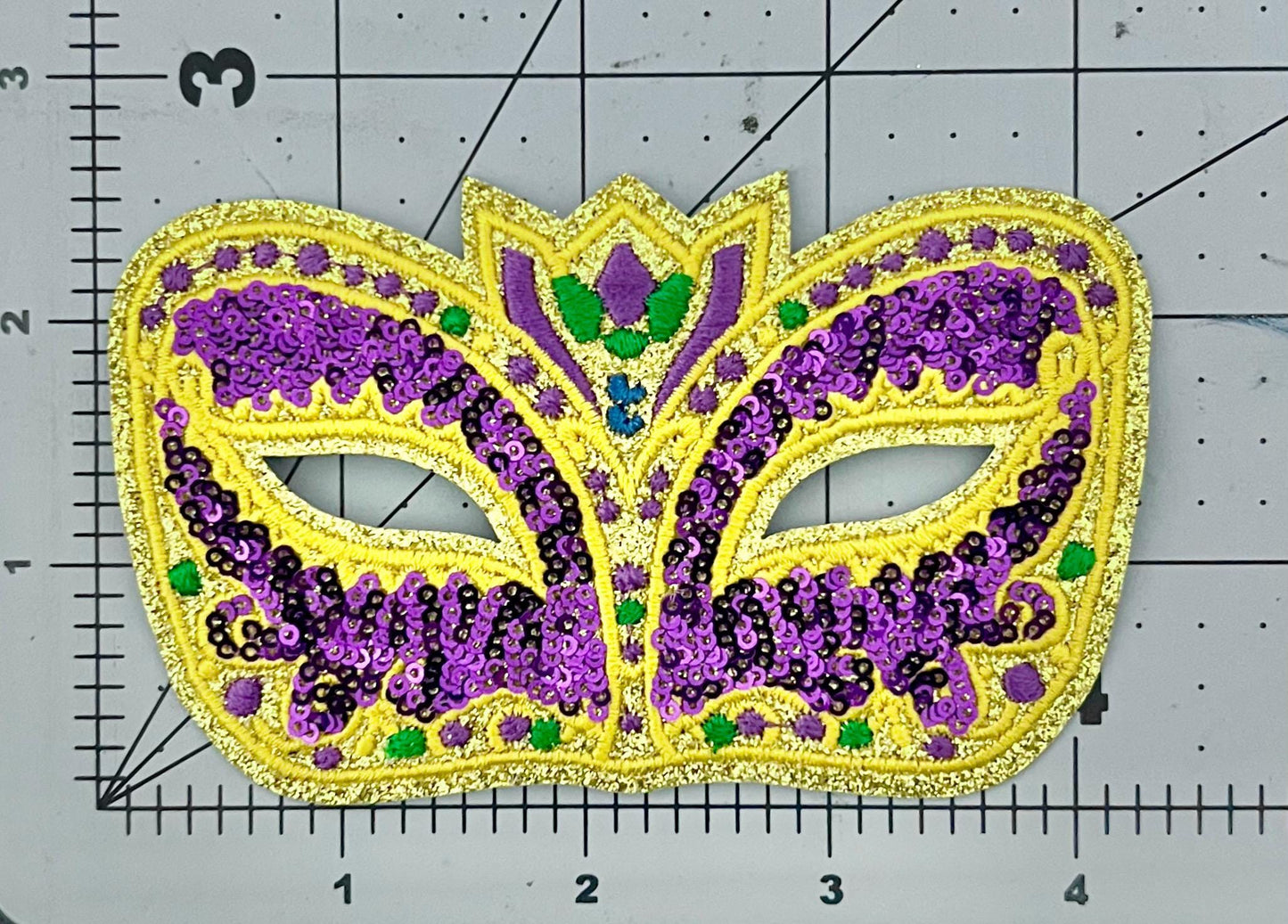 Mardi Gras Mask Iron On Patch| Hat Patches | Louisiana | Purple, Gold, and Green