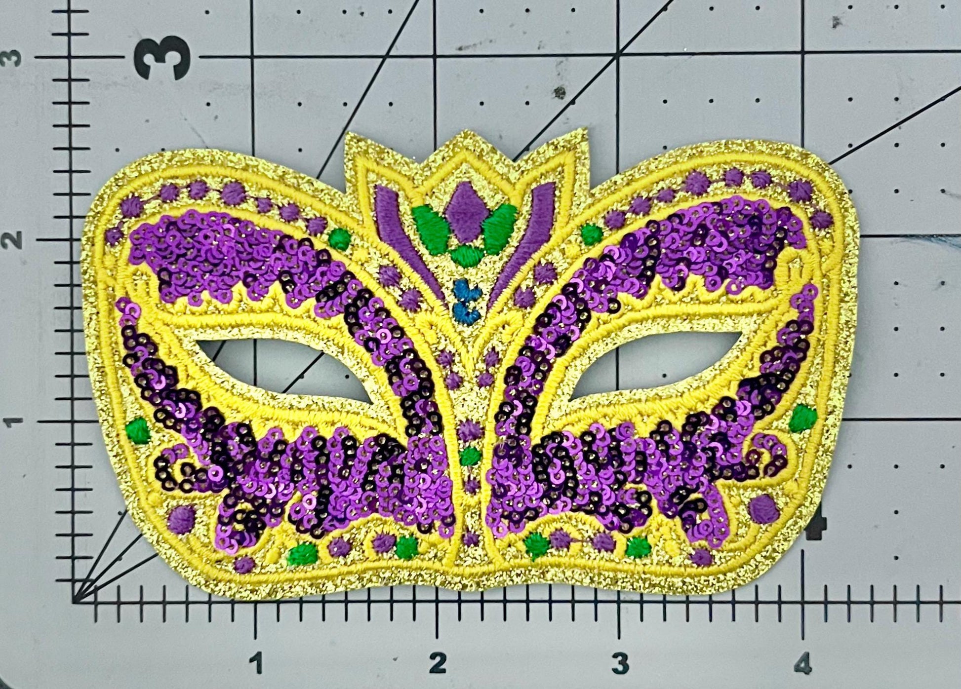 Mardi Gras Mask Iron On Patch| Hat Patches | Louisiana | Purple, Gold, and Green