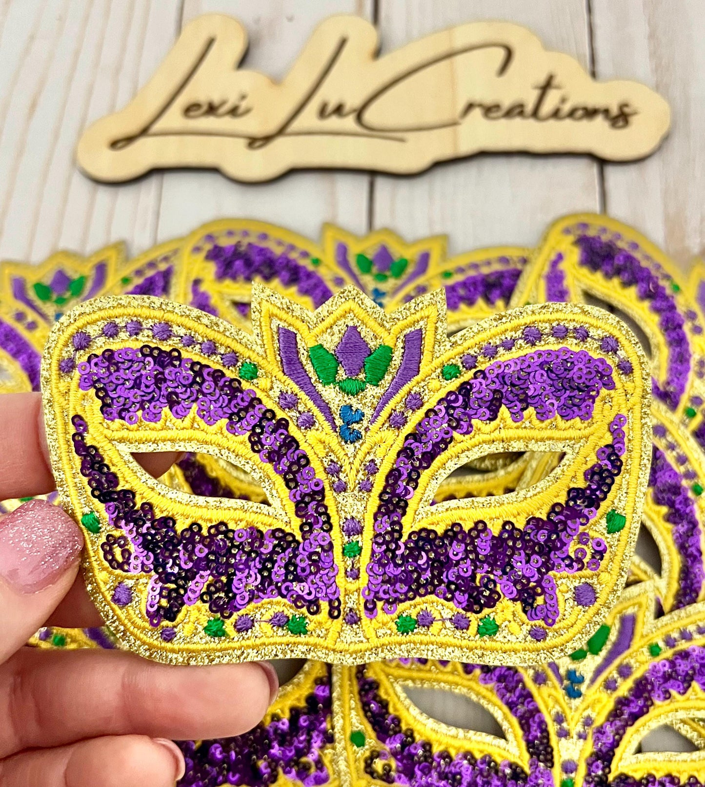 Mardi Gras Mask Iron On Patch| Hat Patches | Louisiana | Purple, Gold, and Green