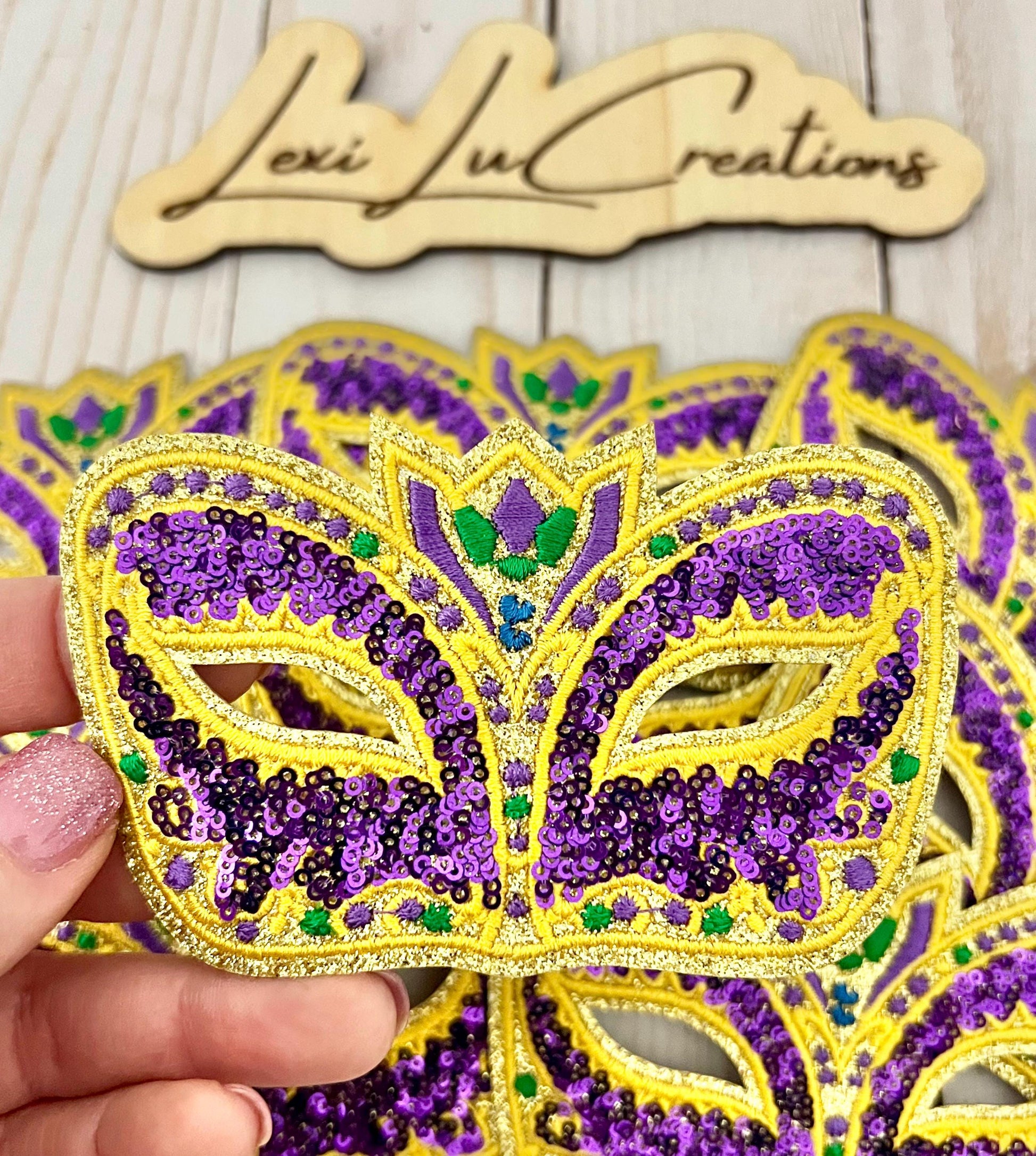 Mardi Gras Mask Iron On Patch| Hat Patches | Louisiana | Purple, Gold, and Green