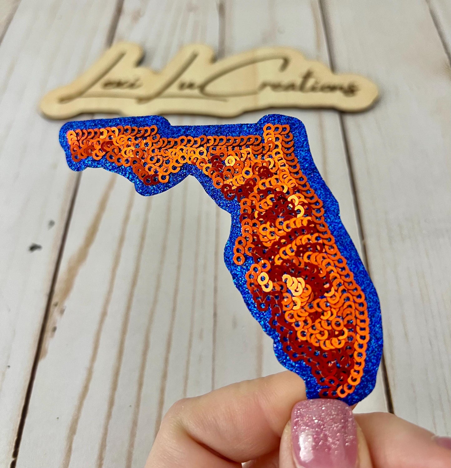 Florida State Sequin Iron On Patch | Orange and Blue Sequin Patch | Gators | Florida Patch