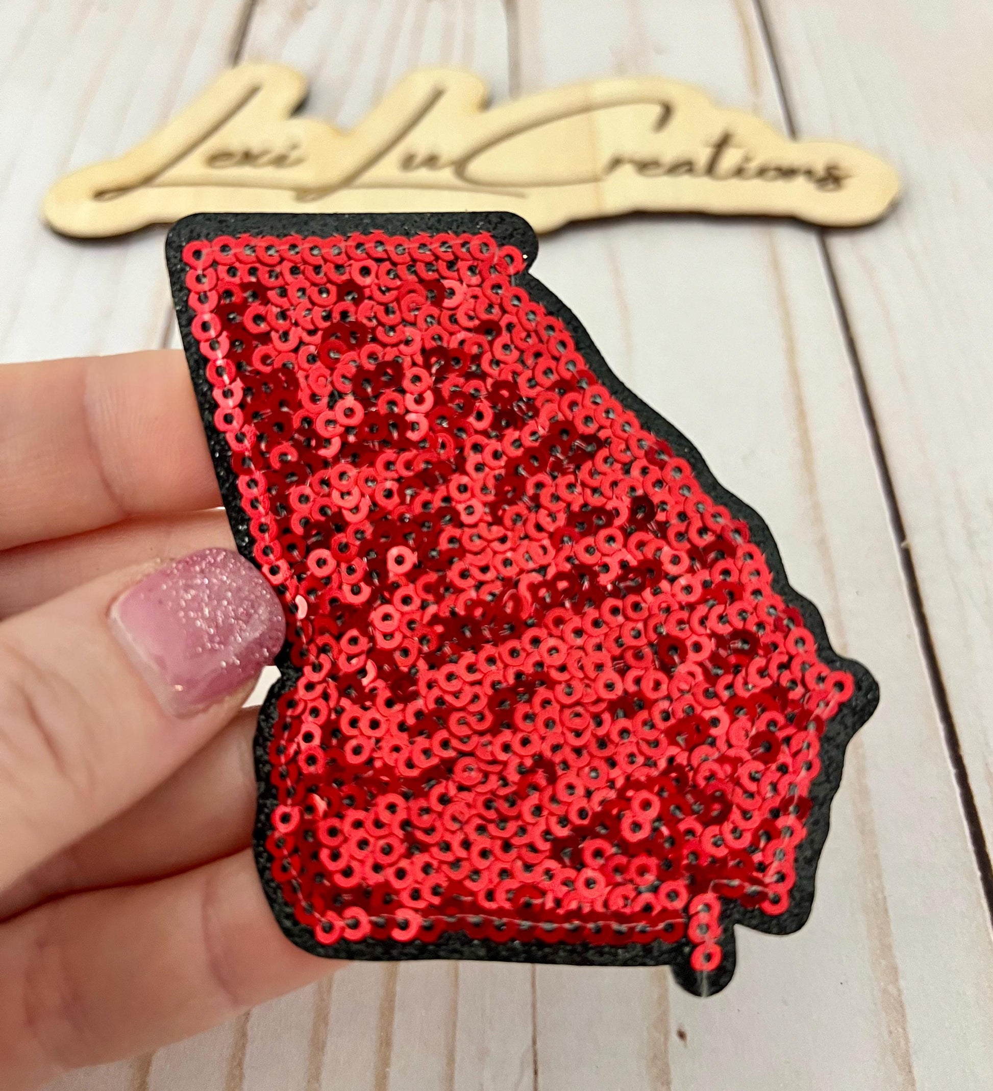 Georgia State Sequin Iron On Patch | Red and Black Sequin Patch | Georgia Bulldogs | Georgia Patch