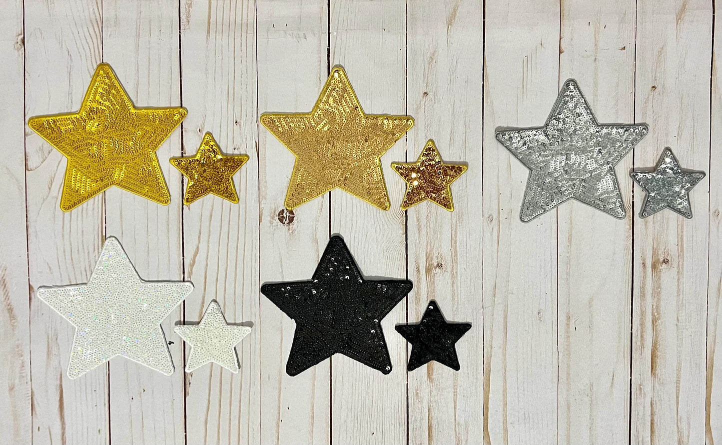 Large 5" Standard Quality Star Sequin Iron On Patch