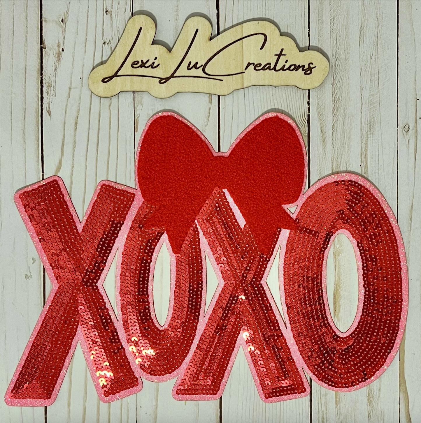 XOXO Sequin Iron On Patch| Valentine's Day Shirt Patch | Galentine's | Red and Pink