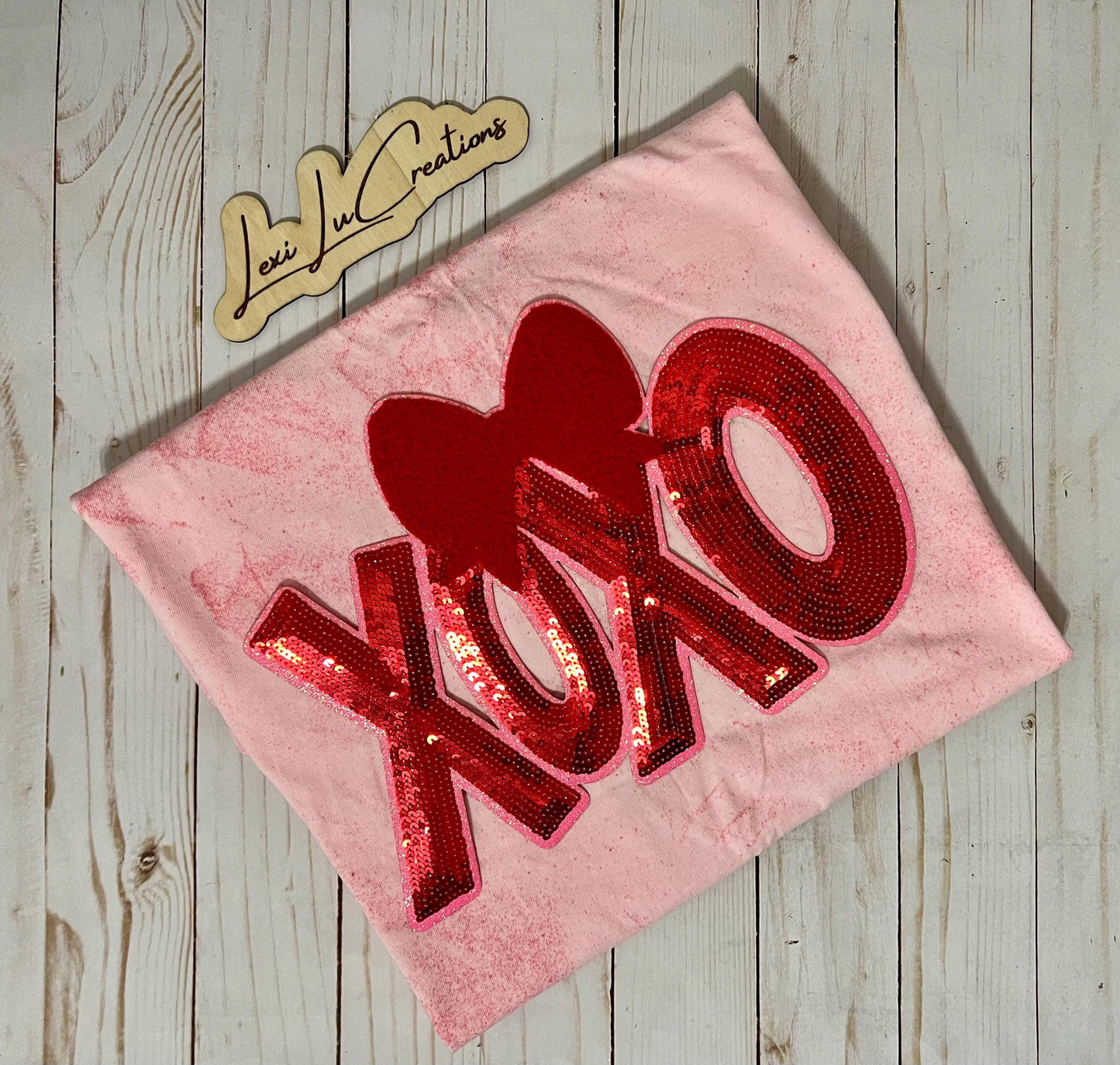 XOXO Sequin Iron On Patch| Valentine's Day Shirt Patch | Galentine's | Red and Pink
