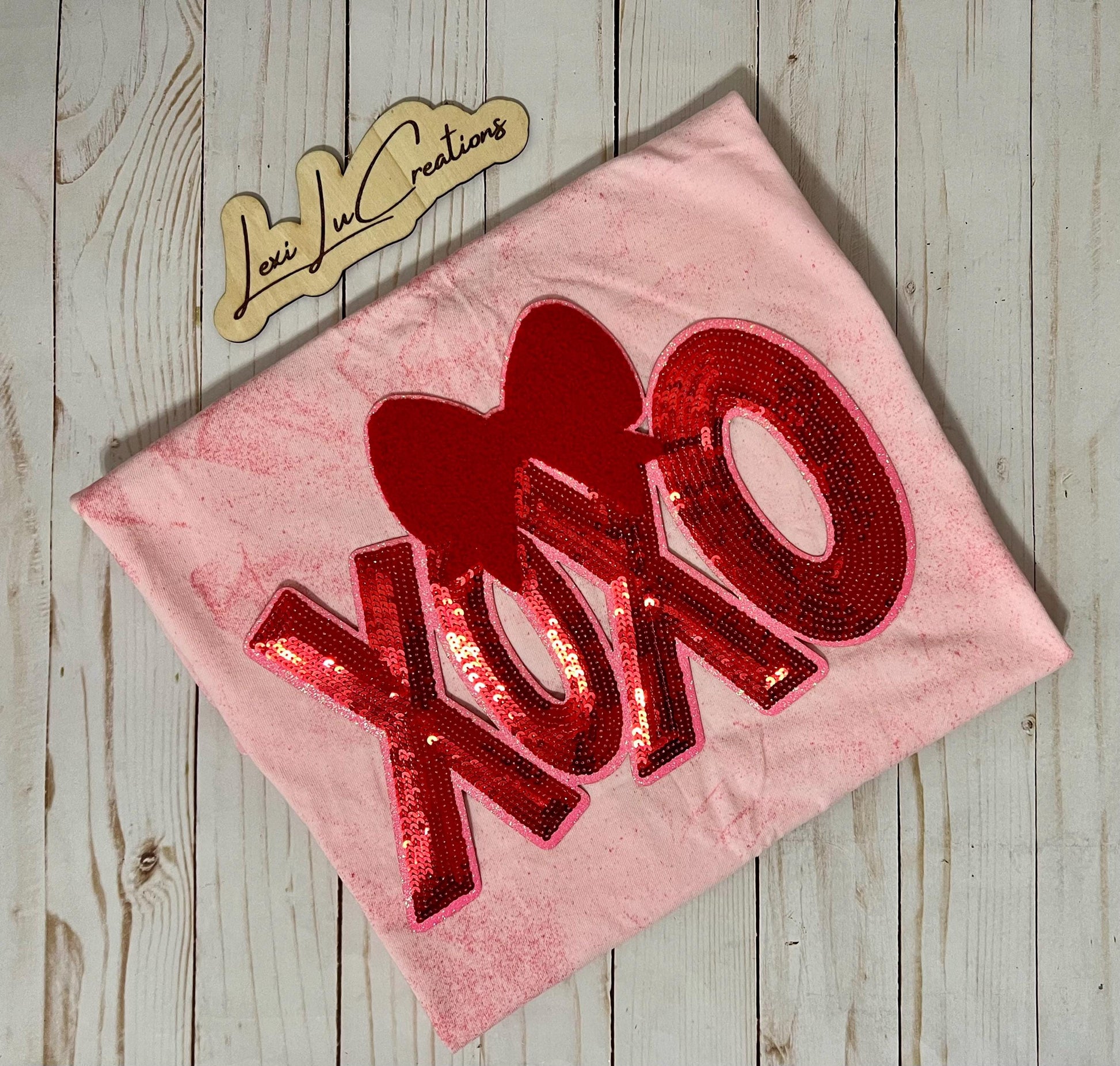 XOXO Sequin Iron On Patch| Valentine's Day Shirt Patch | Galentine's | Red and Pink