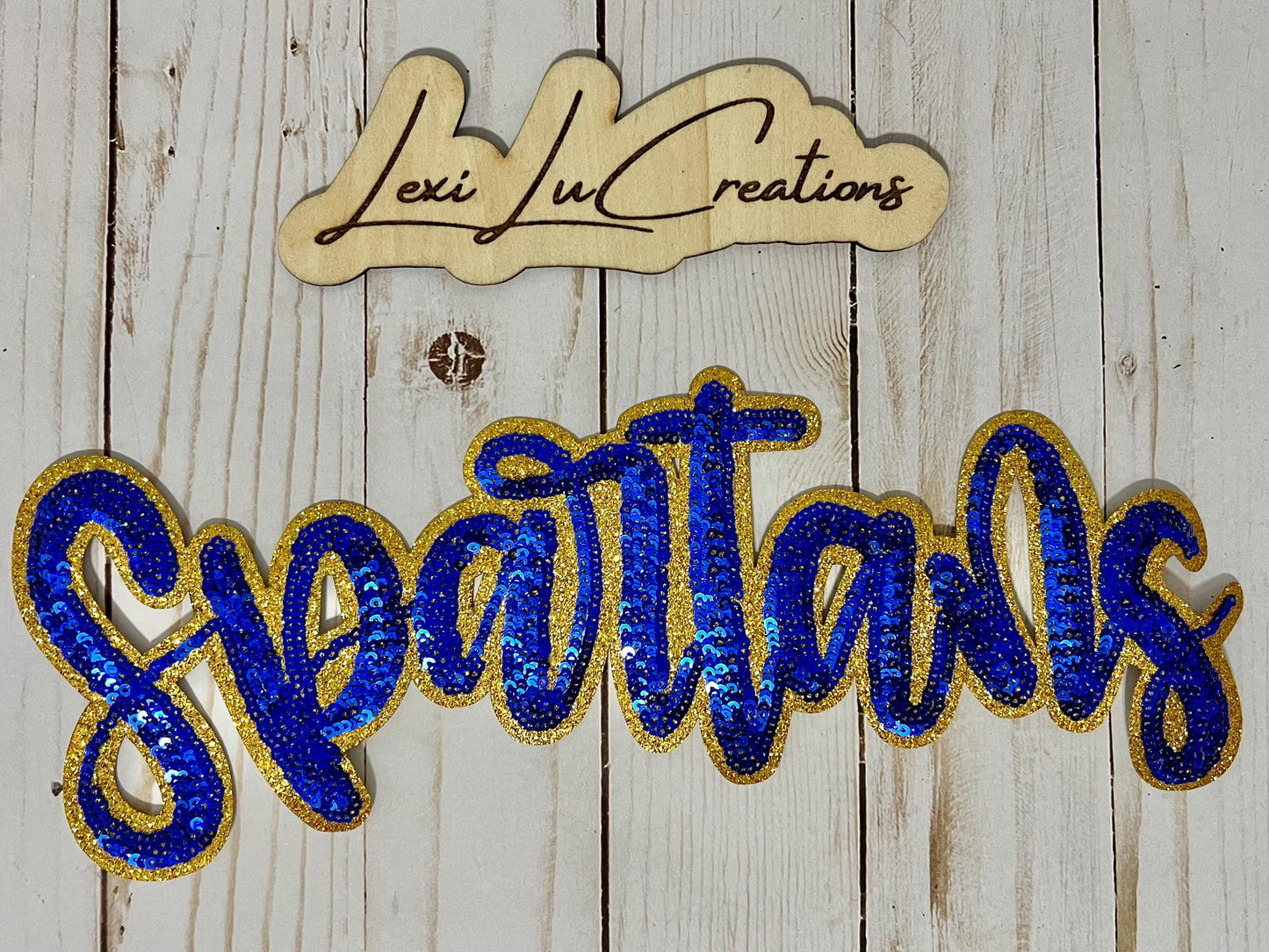 SPARTANS Iron On Sequin Patch | Mascot Sequin Patch