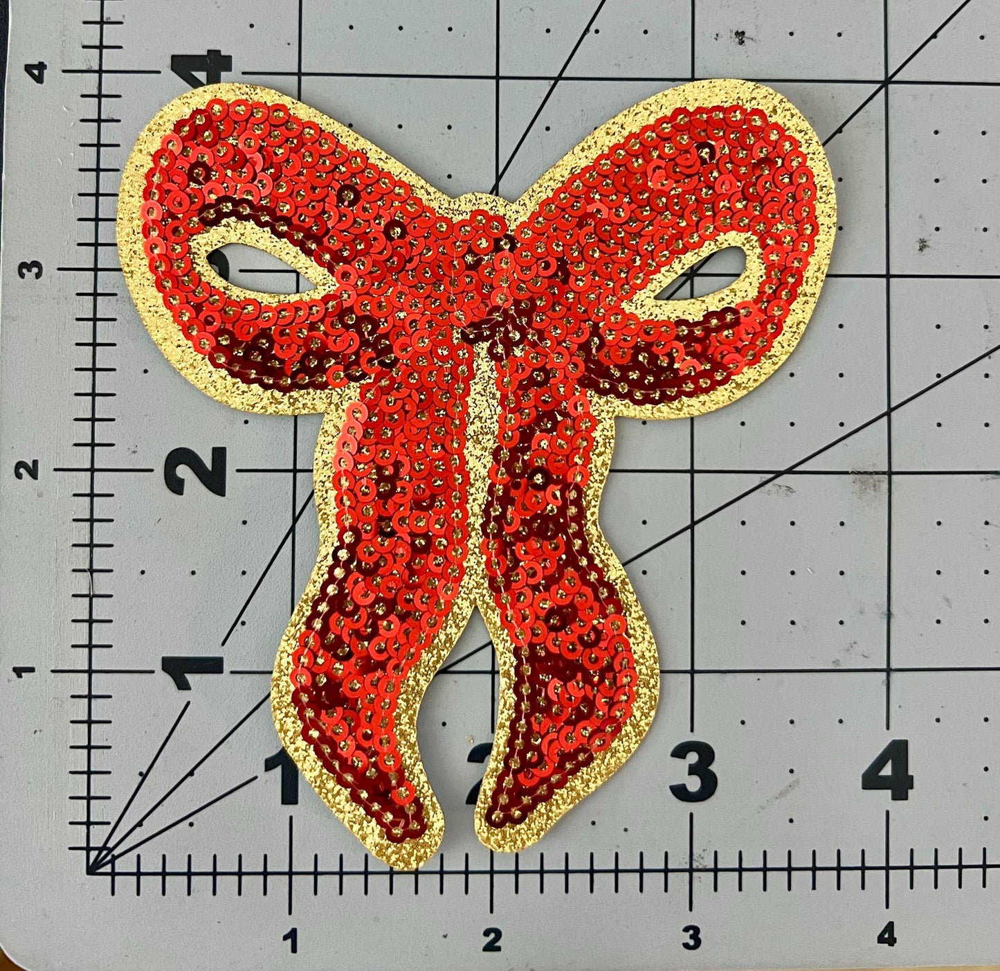 Red and Gold Sequin Iron On Patch | Hat Patches | Coquette | Valentine's Day | Christmas