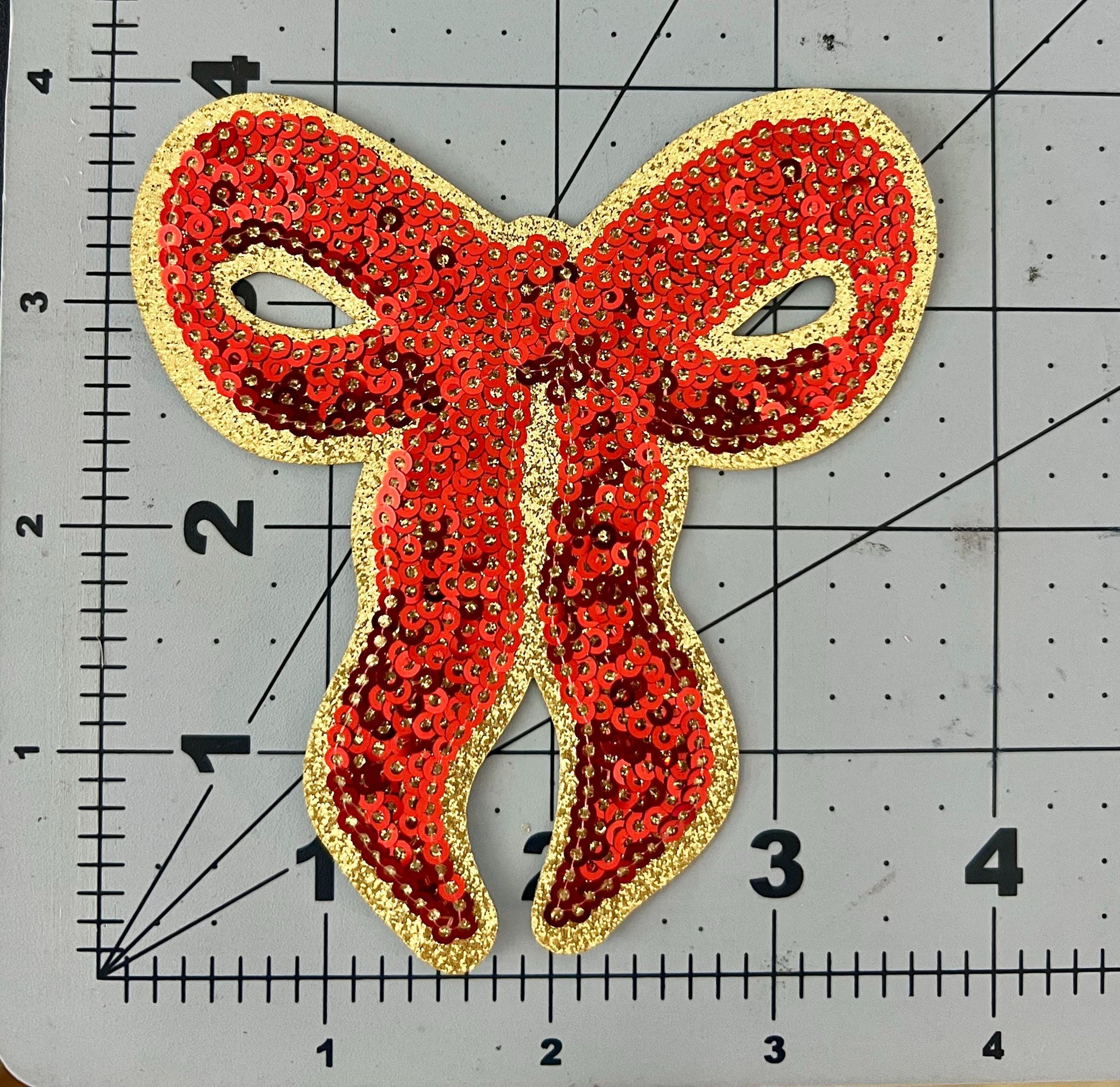 Red and Gold Sequin Iron On Patch | Hat Patches | Coquette | Valentine's Day | Christmas