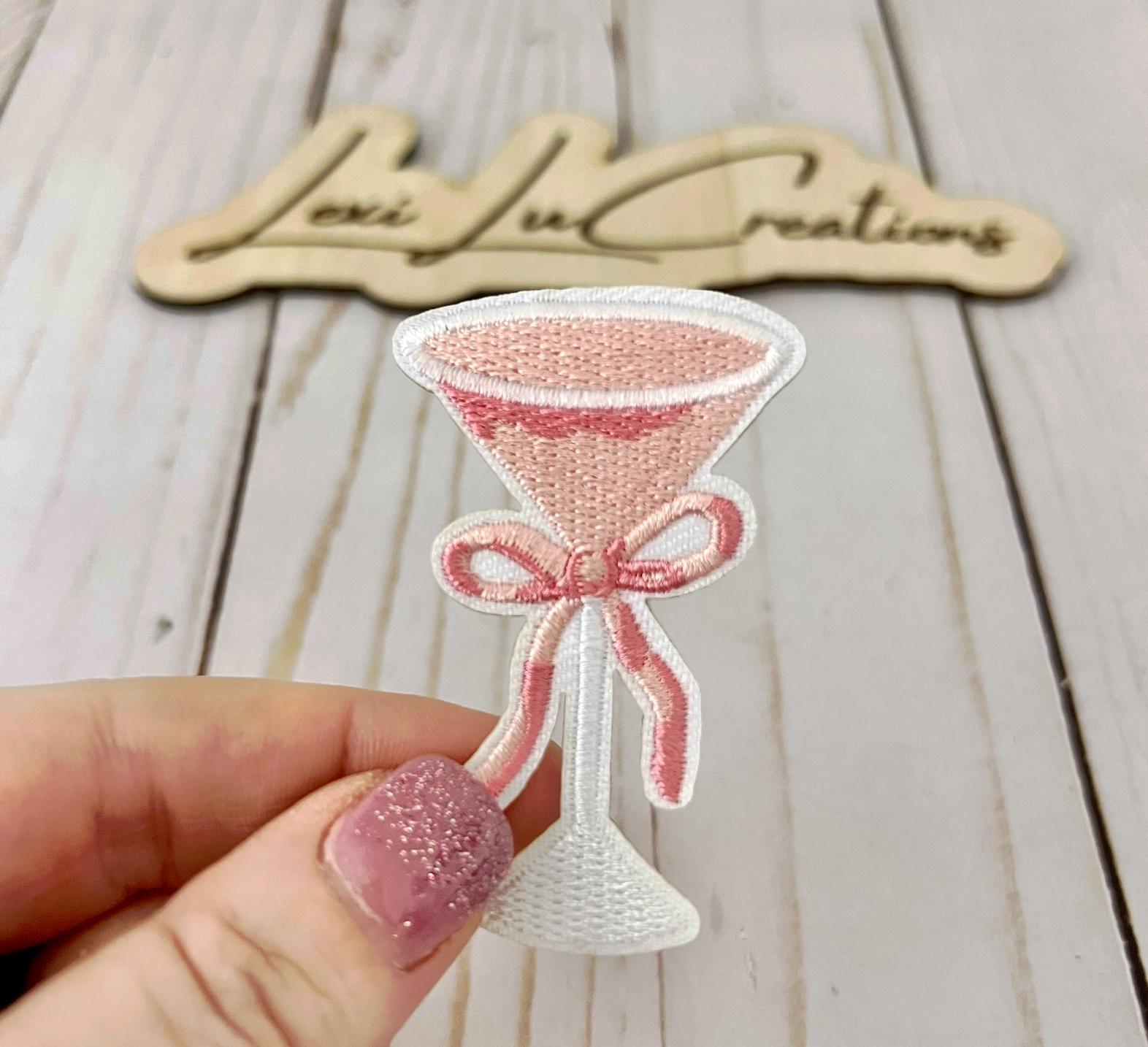 Coquette Martini Embroidered Iron On Patch| Hat Patches