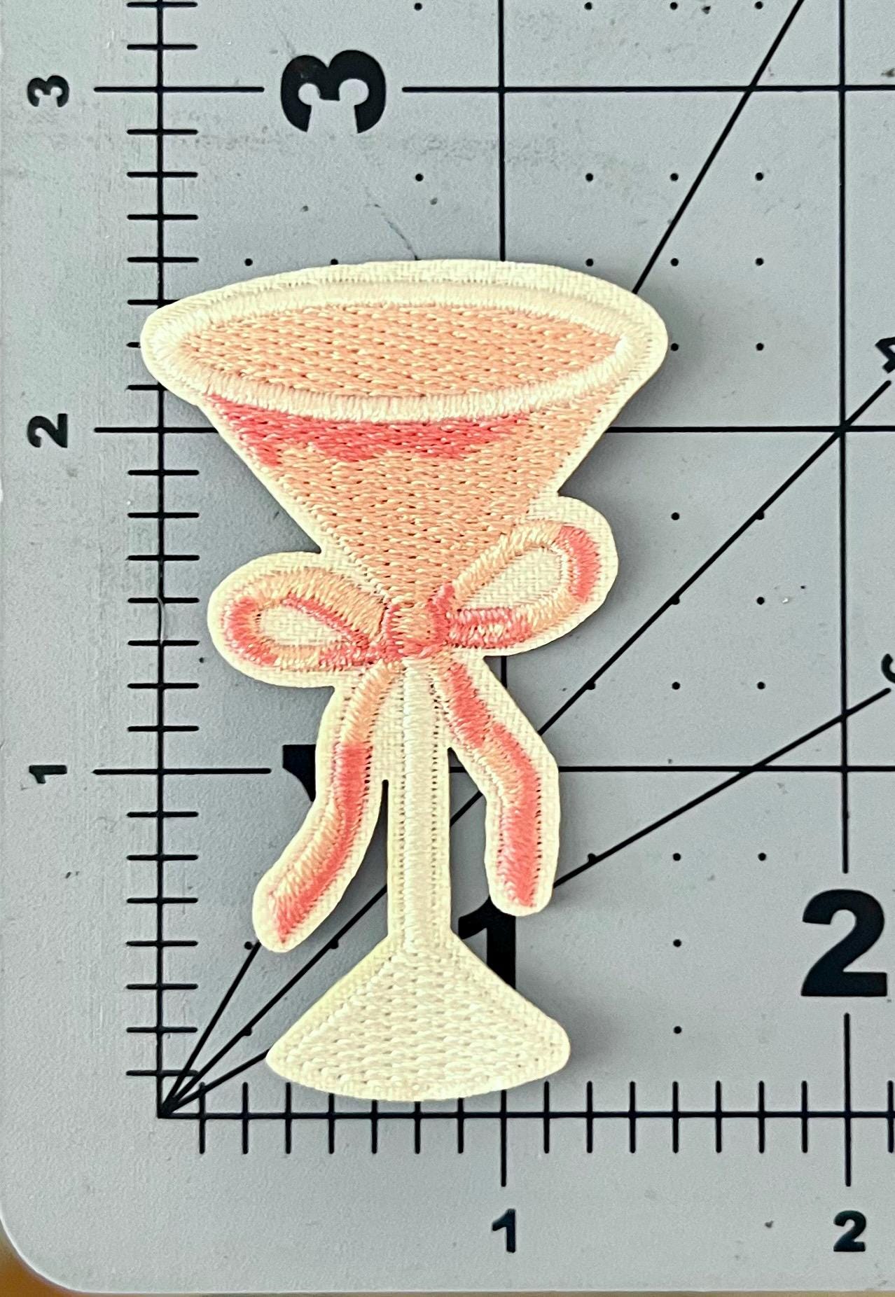 Coquette Martini Embroidered Iron On Patch| Hat Patches