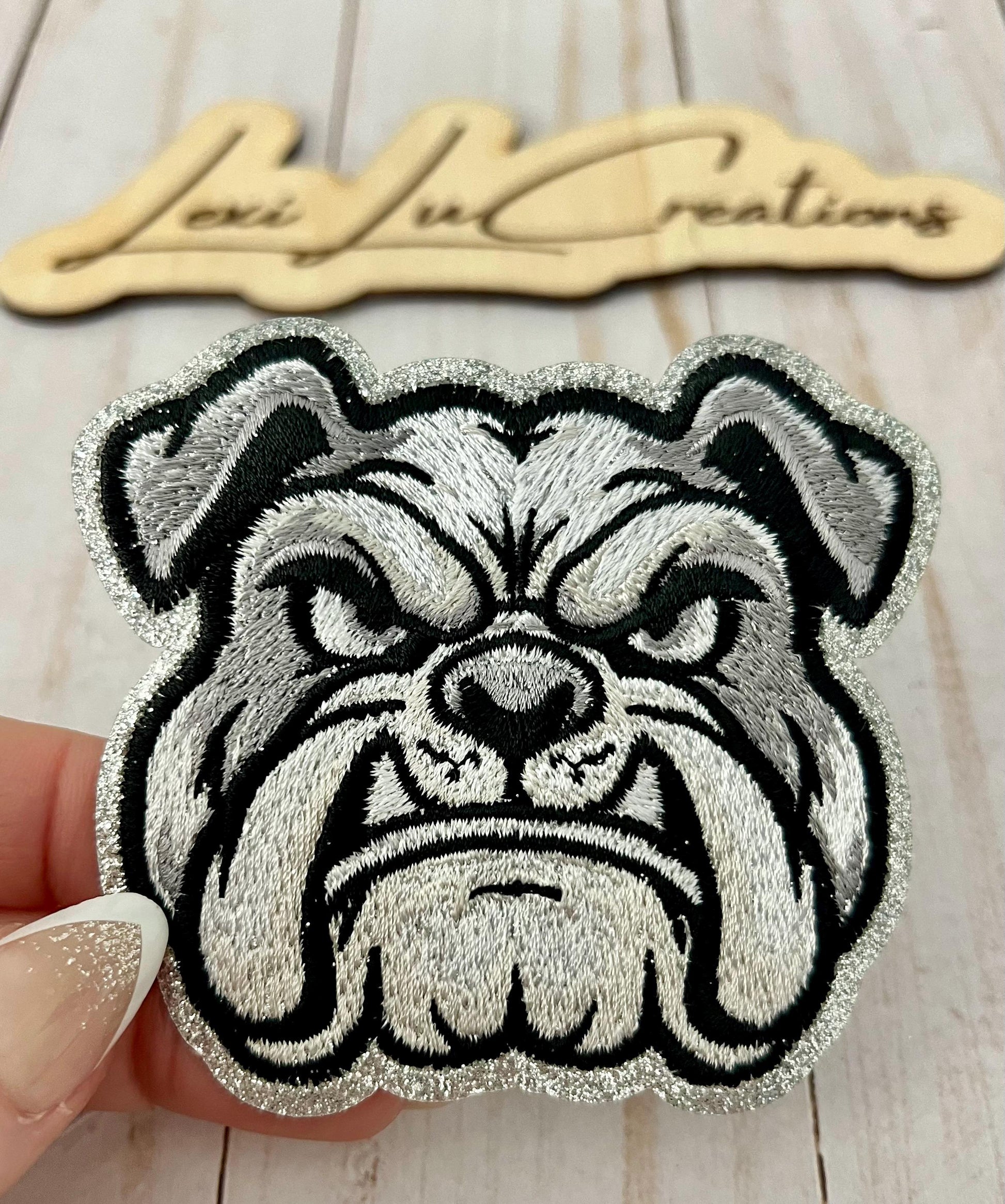 BULLDOGS Mascot Sequin Iron On Hat Patch | Bulldog | Georgia