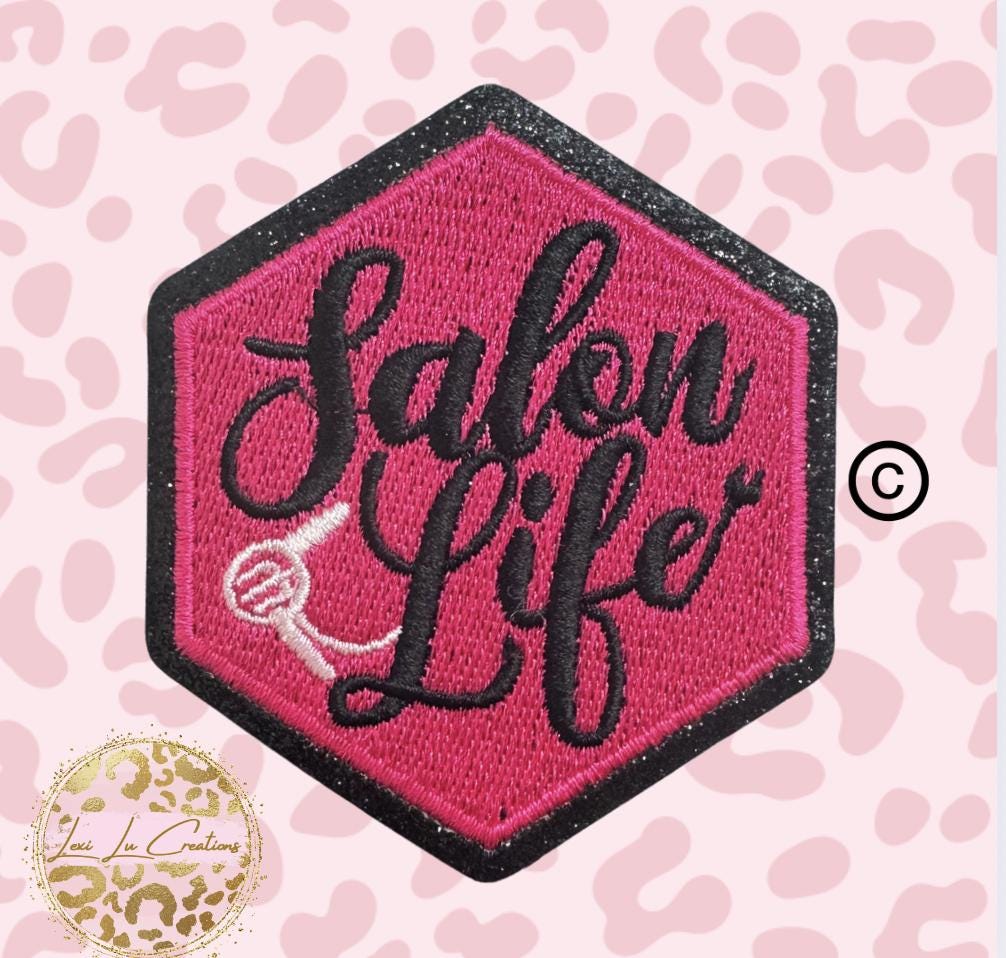 Pink Nail Polish Embroidered Iron On Patch | Hat Patch | Salon | Stylist